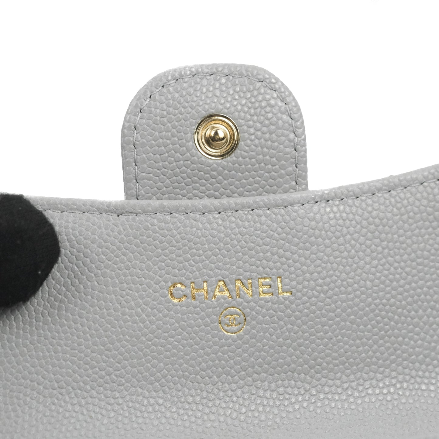 Chanel Quilted Flap Card Holder Grey Caviar Gold Hardware