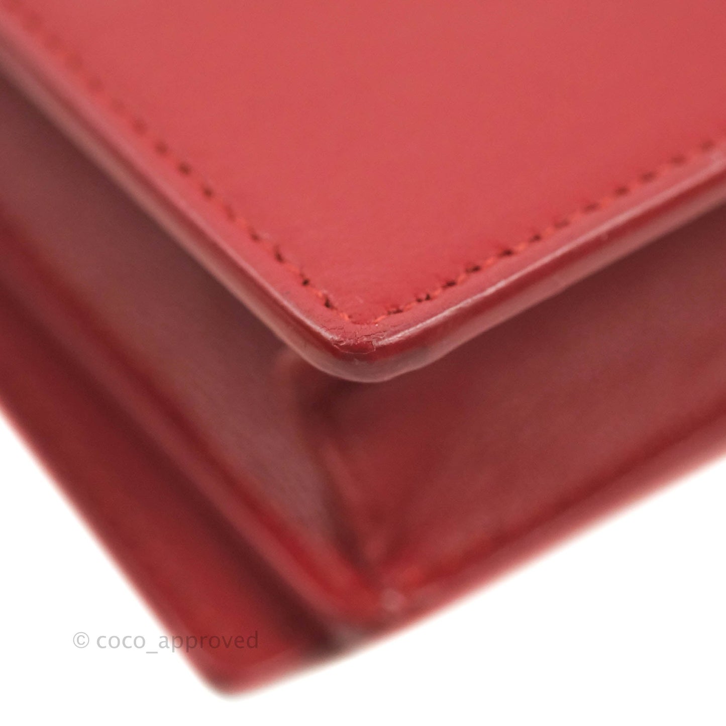 Celine Frame Evening Clutch On Chain Red Pink Smooth Lambskin Silver Hardware