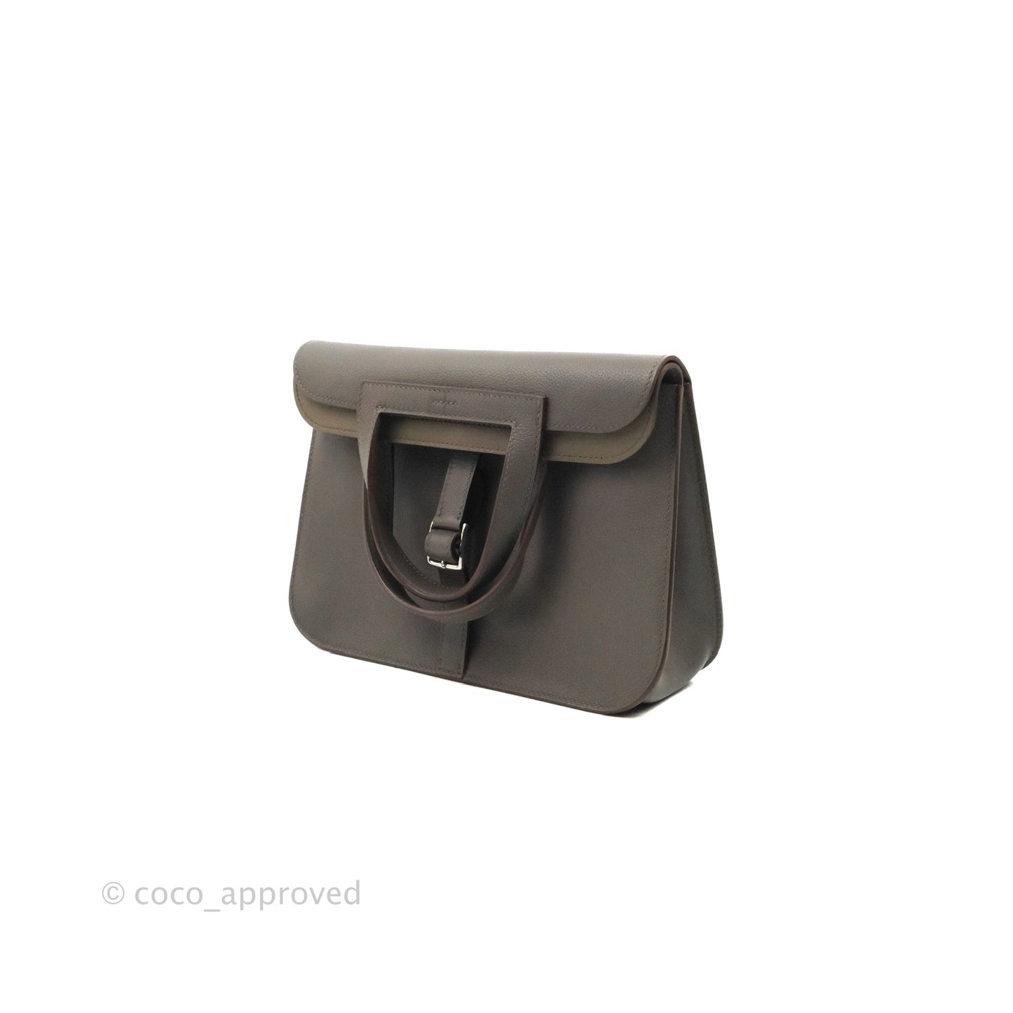 Hermès Halzan 25 Gris Etain Evercolor Palladium Hardware