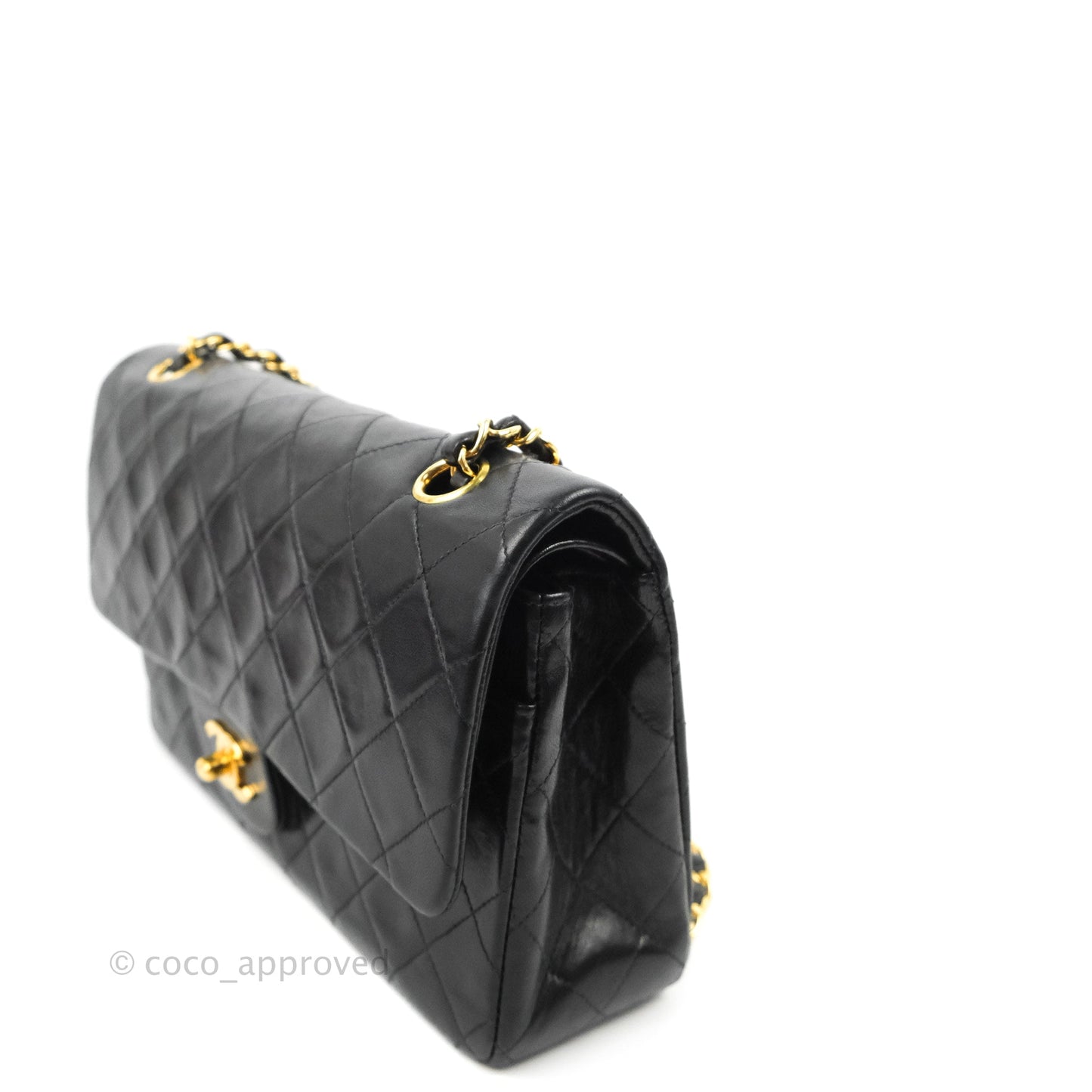 Chanel Classic Vintage Medium Flap Black Lambskin 24K Gold Hardware