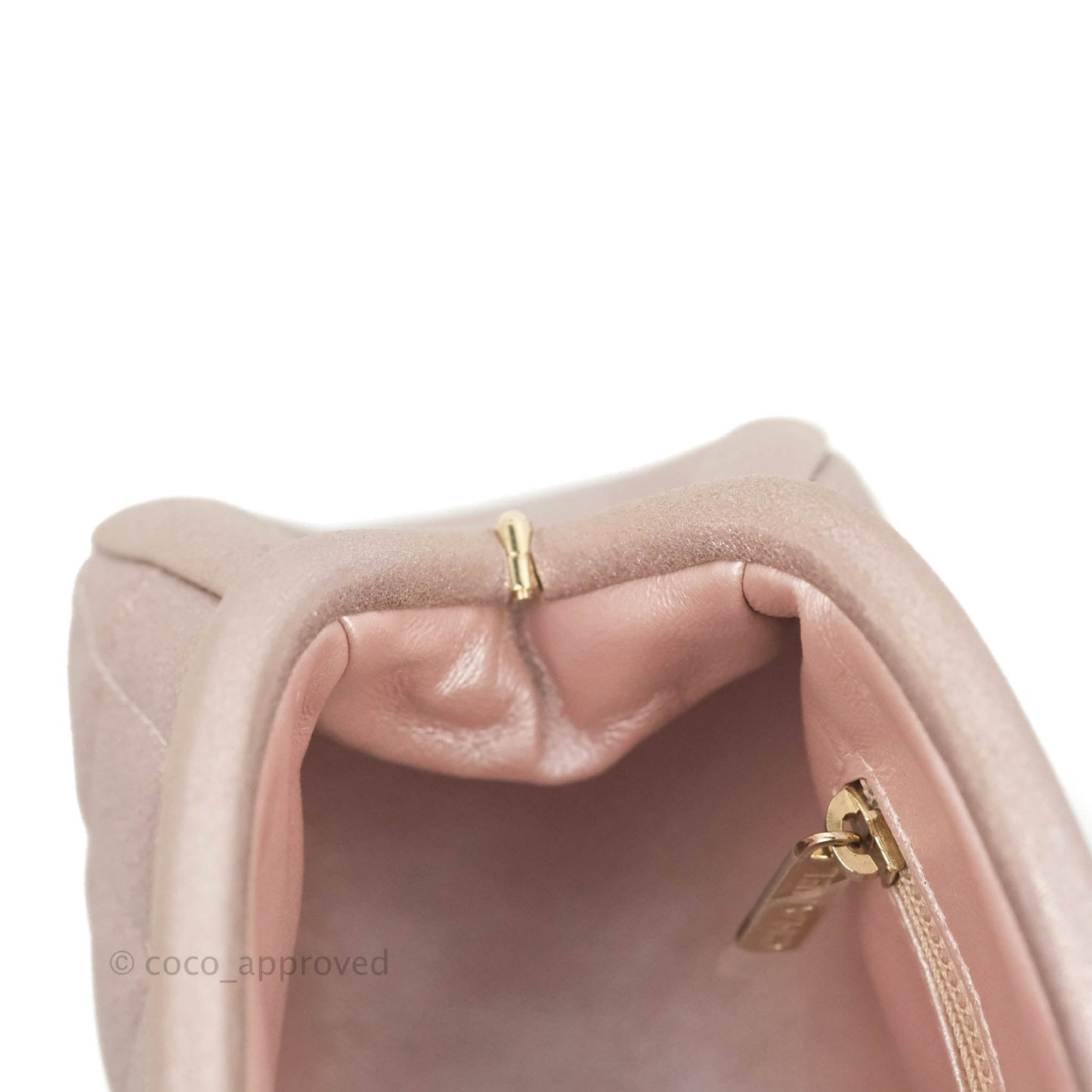 Chanel Quilted Timeless Kisslock Clutch Metallic Rose Gold Goatskin Silver Hardware