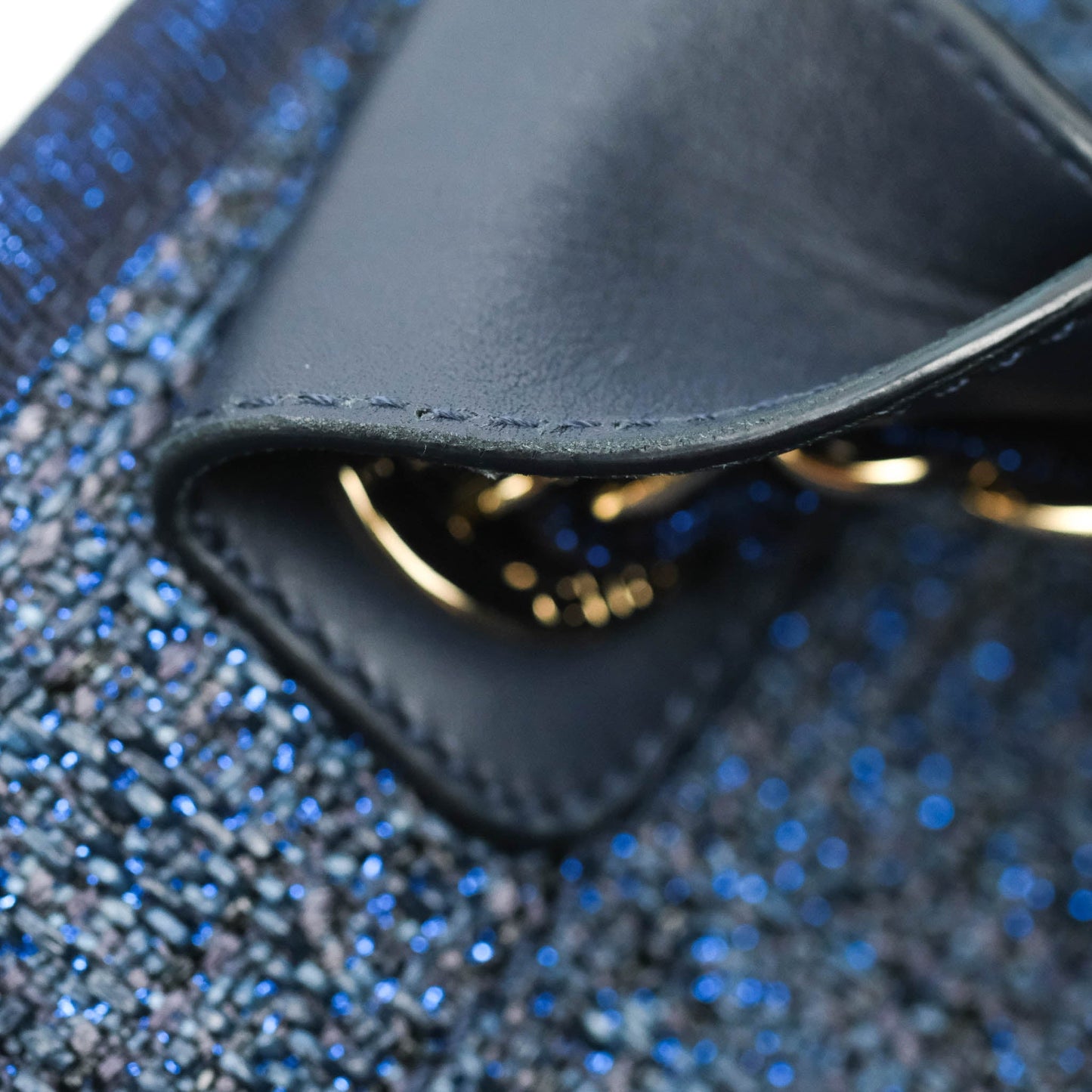 Chanel Large Deauville Navy Blue Glitter Canvas Gold Hardware