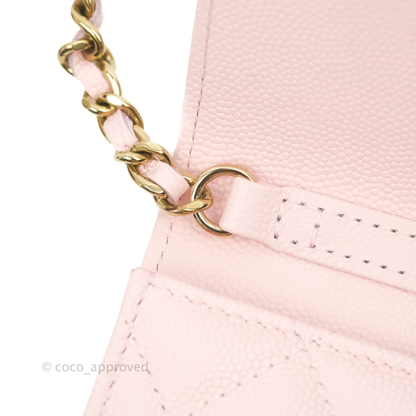 Chanel Mini Wallet With Chain Light Pink Caviar Gold Hardware