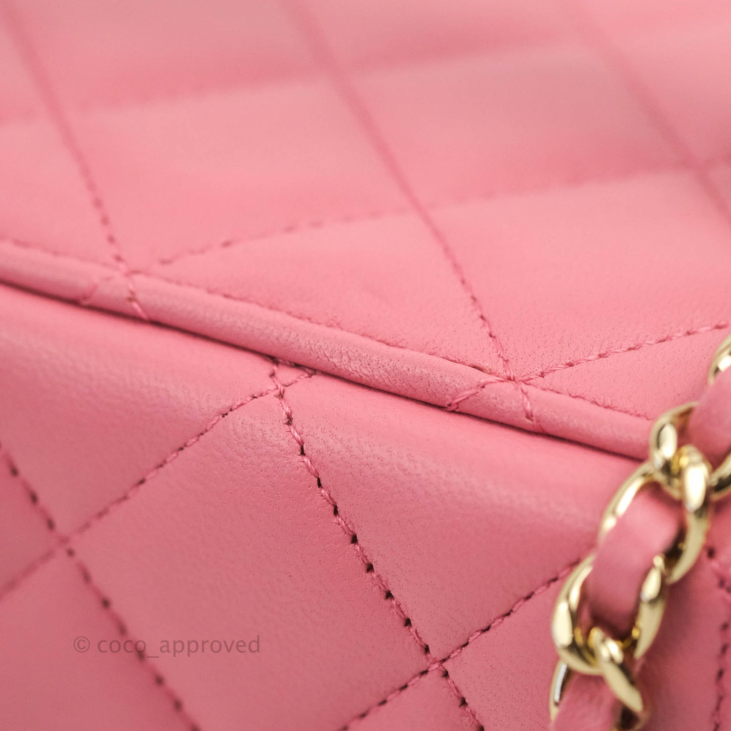 Chanel Vanity Rectangular Top Handle Pink Lambskin Gold Hardware