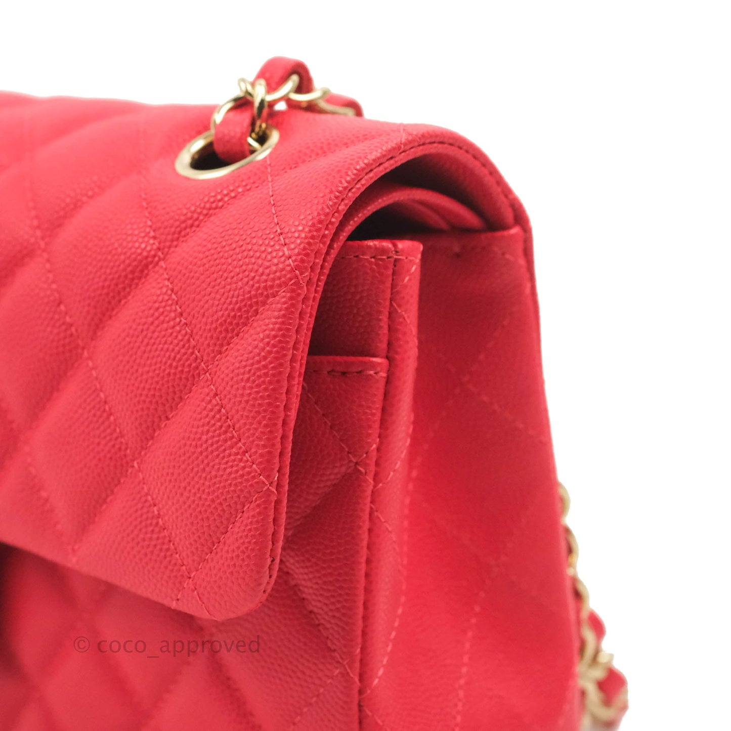 Chanel Small Classic Quilted Flap Red Caviar Gold Hardware