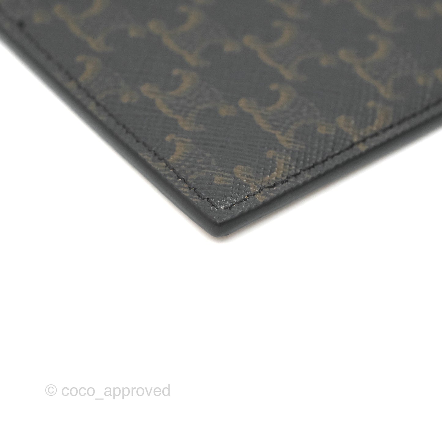 Celine Zipped Card Holder Triomphe Canvas Tan Lambskin