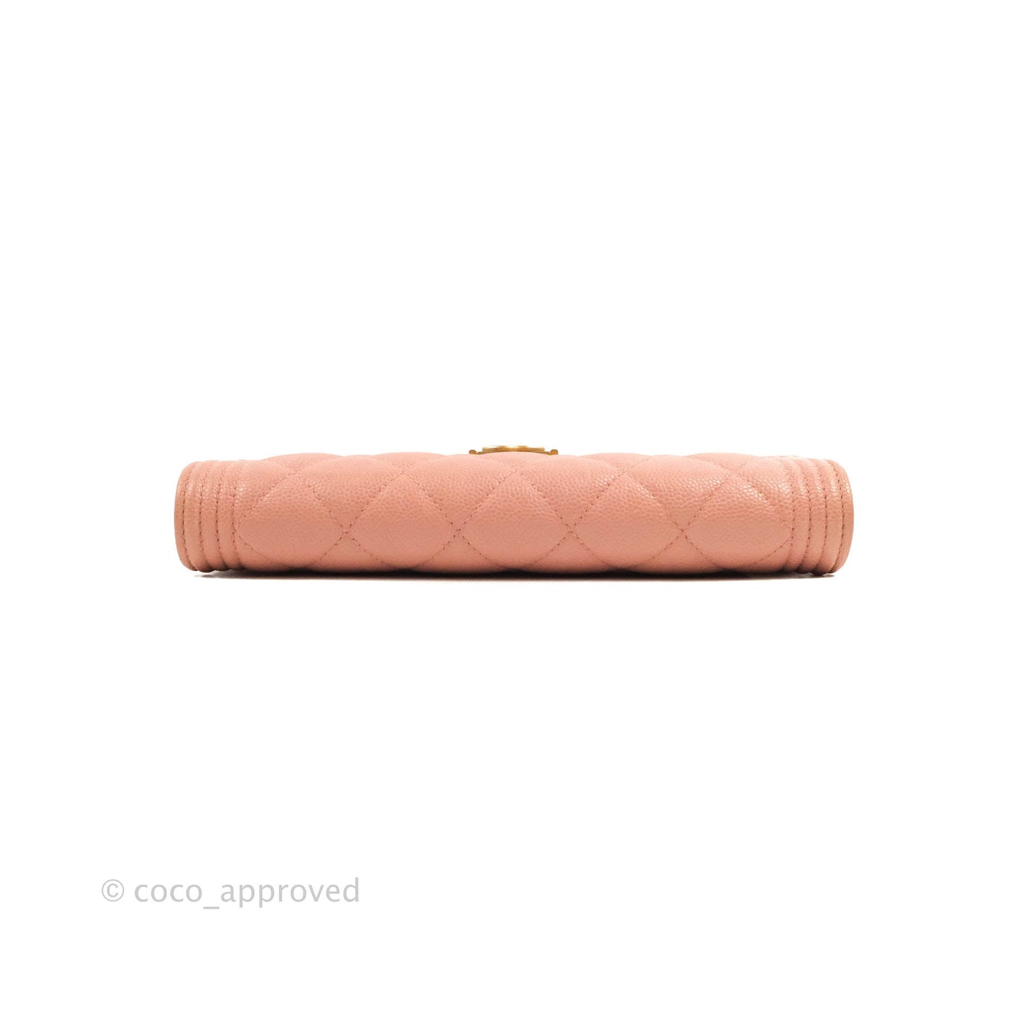 Chanel Quilted Boy Flap Long Wallet Pink Caviar Aged Gold Hardware