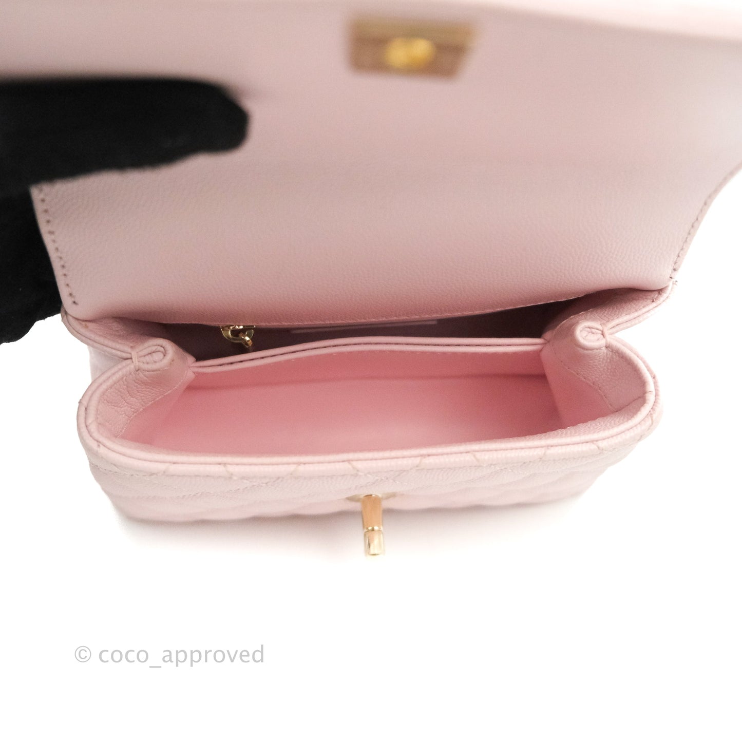 Chanel Mini Coco Handle Quilted Light Pink Caviar Gold Hardware