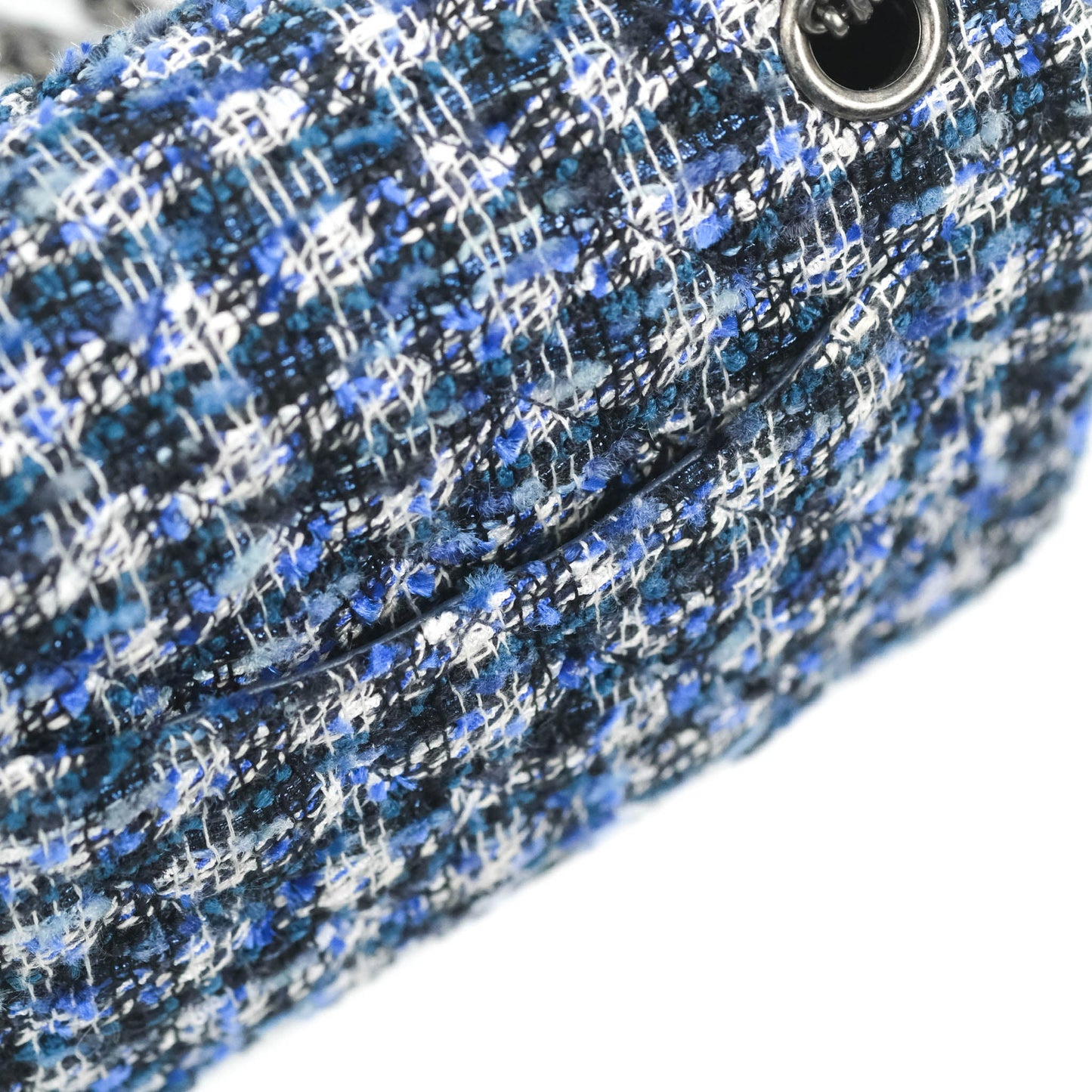 Chanel Mini Reissue 224 Blue Tweed Ruthenium Hardware