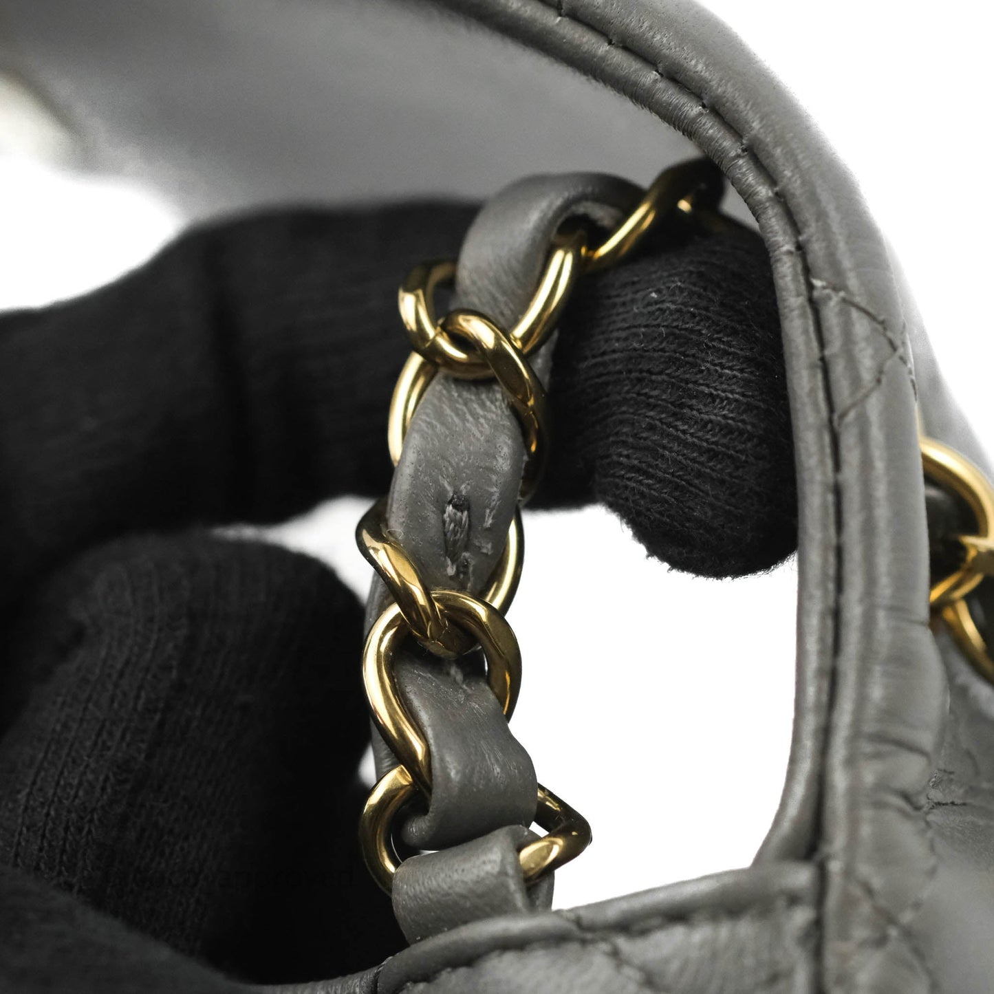 Chanel Quilted Mini Square Grey Lambskin Gold Hardware