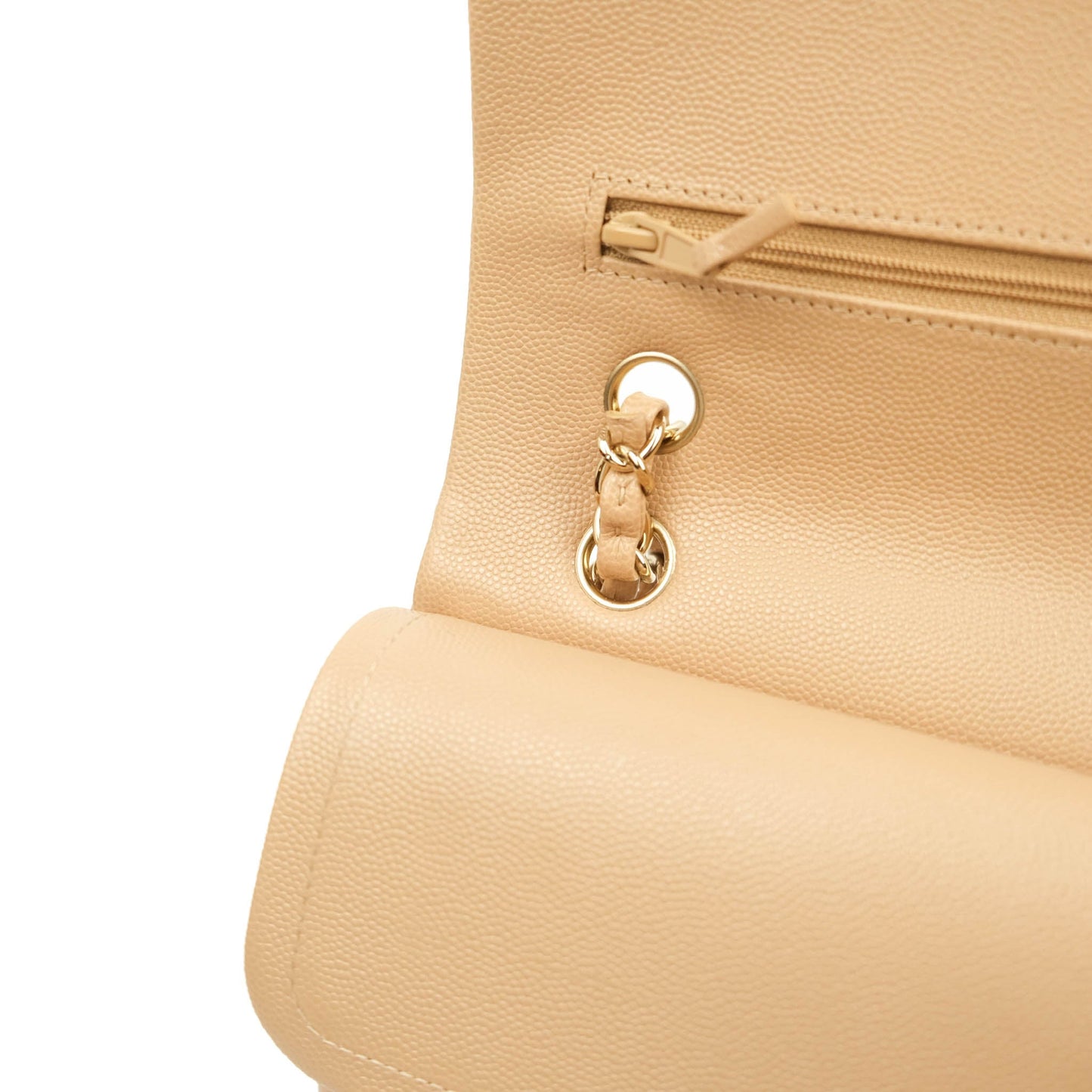 Chanel Classic M/L Medium Double Flap Dark Beige Caviar Gold Hardware 19B