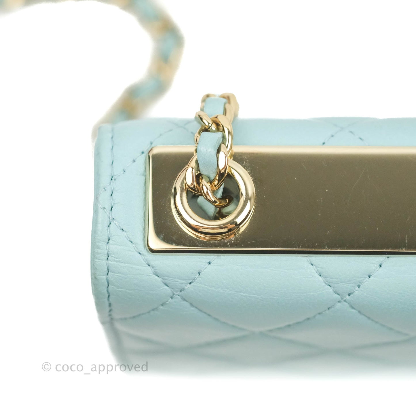 Chanel Trendy CC Quilted Wallet on Chain WOC Tiffany Blue Lambskin Gold Hardware