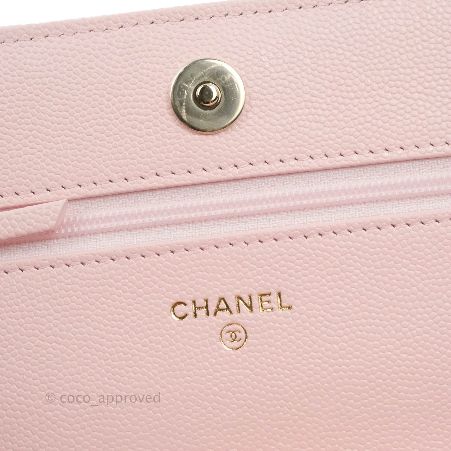 Chanel Quilted Wallet on Chain WOC Crystal Braided CC Light Pink Caviar Gold Hardware