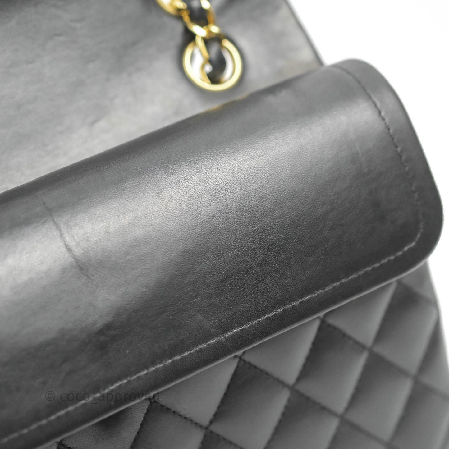 Chanel Classic M/L Medium Flap Quilted Black Lambskin 24K Gold Hardware