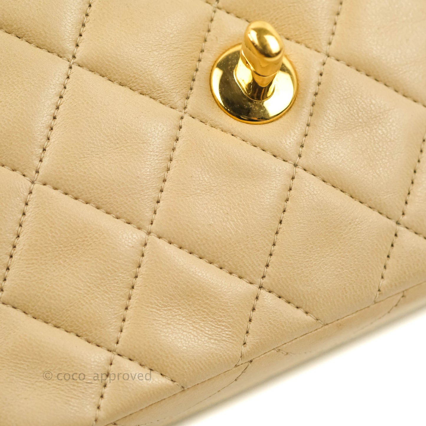Chanel Vintage Mini Square Beige Lambskin 24K Gold Hardware