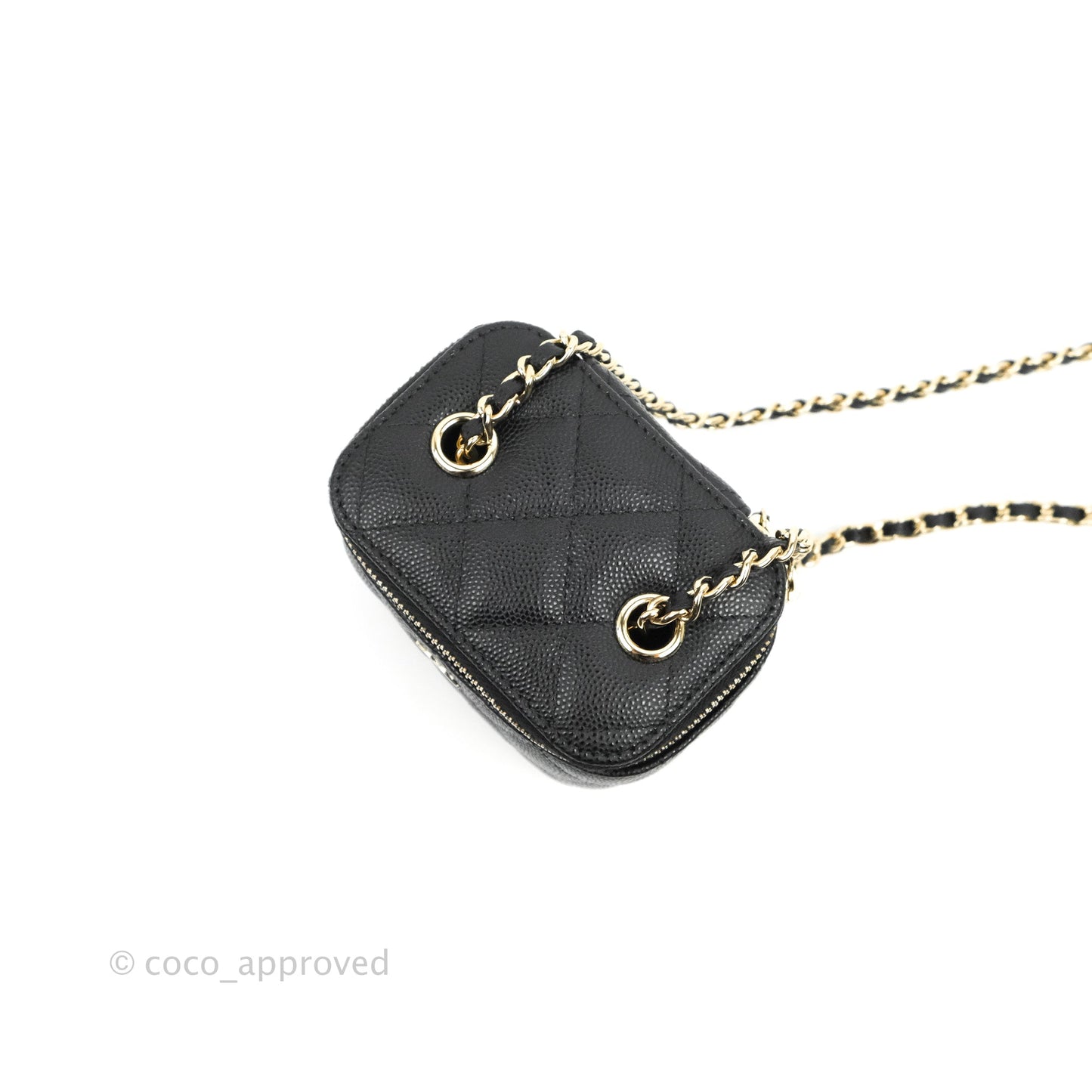Chanel Mini Vanity With Chain Black Caviar Gold Hardware