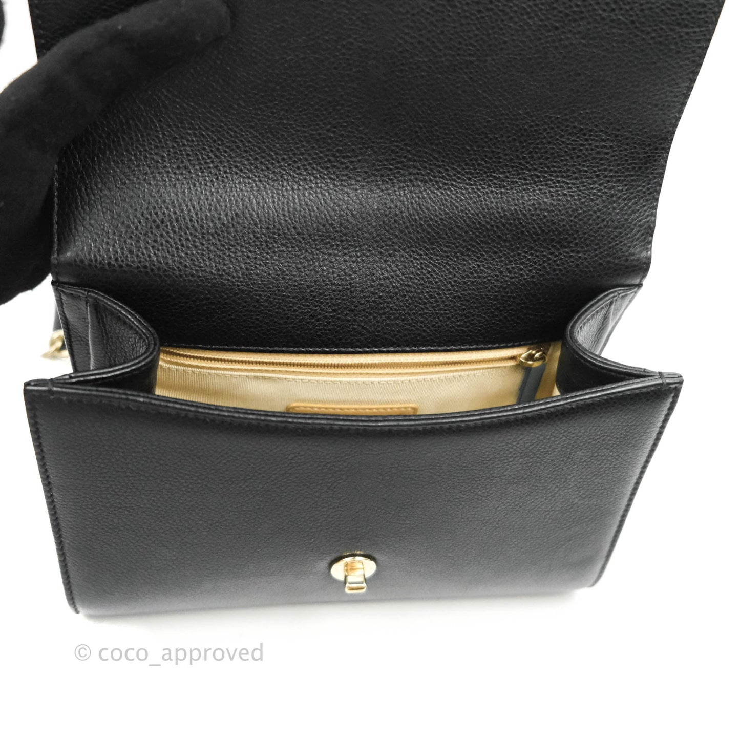 Chanel Quilted Small Label Click Flap Bag Black Grained Calfskin Gold Hardware
