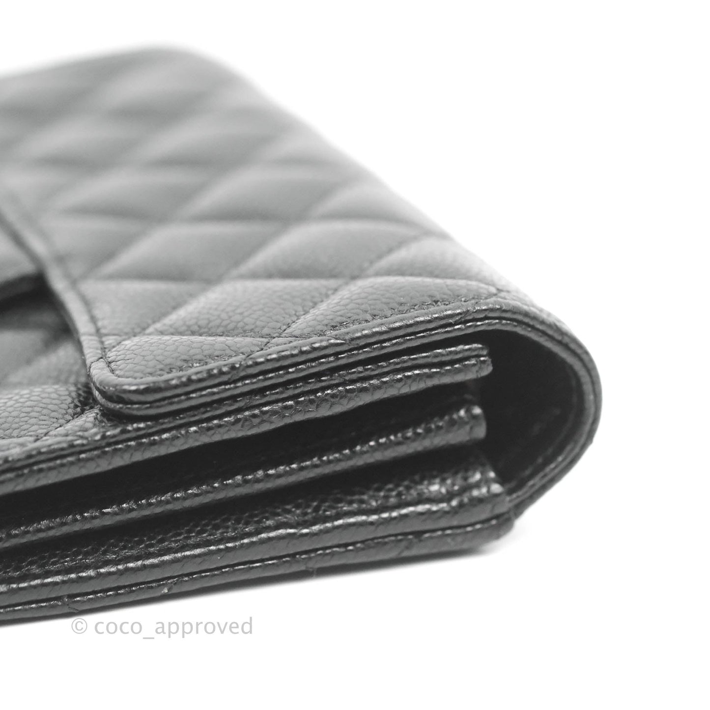Chanel Classic Quilted Medium Flap Wallet Black Caviar Silver Hardware
