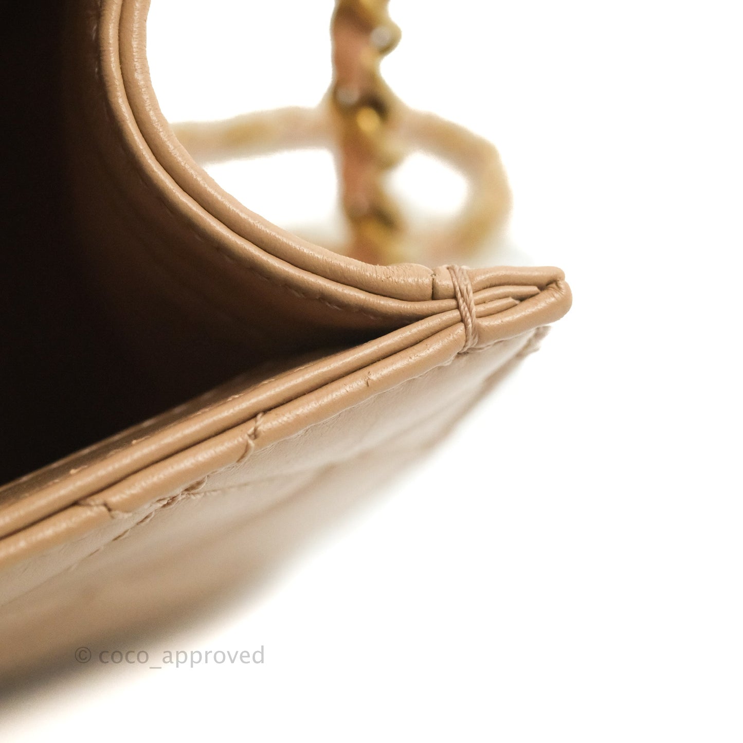 Chanel Quilted Perfect Fit Adjustable Beige Calfskin Gold Hardware 21A