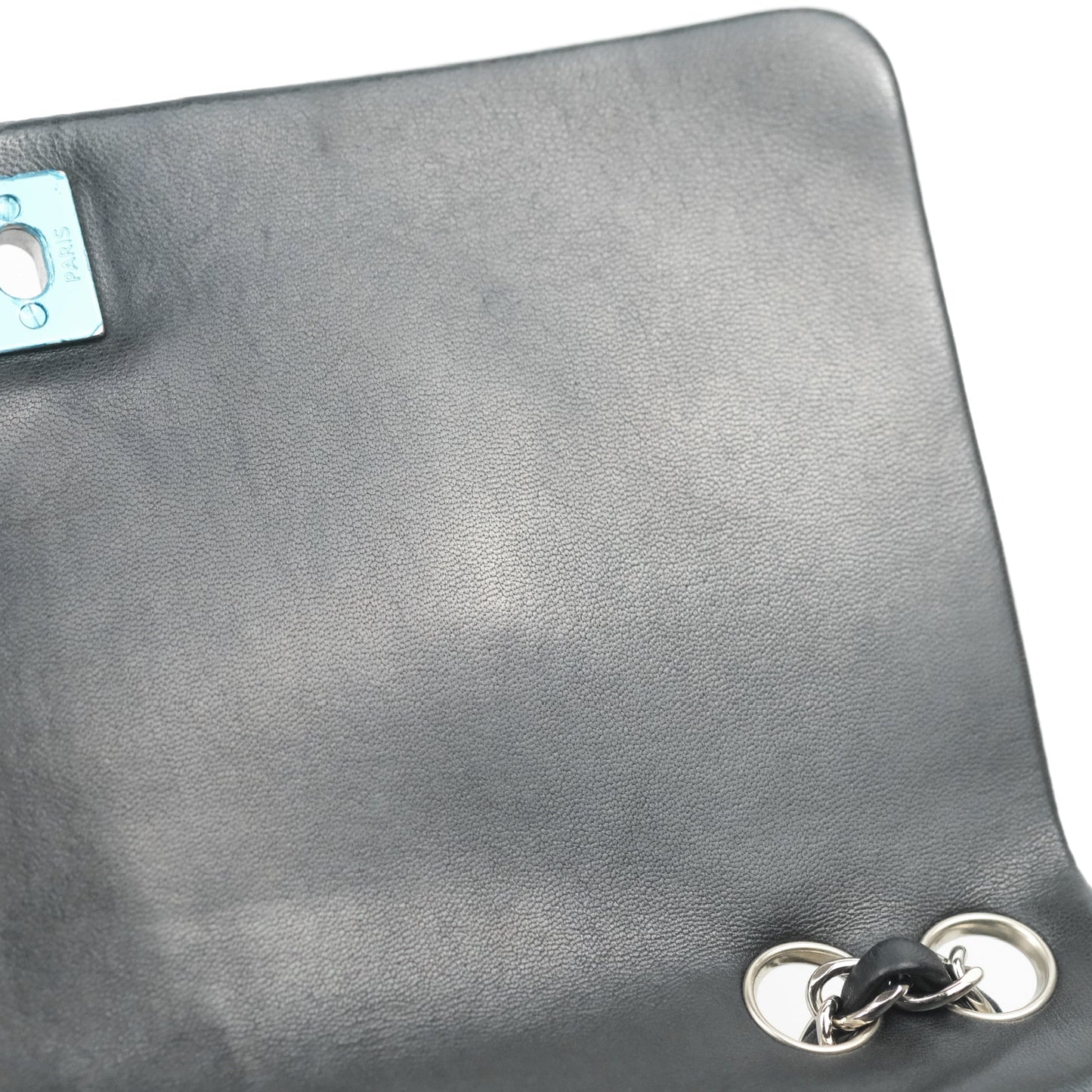 Chanel Surpique Chevron Medium Flap Black Silver Hardware