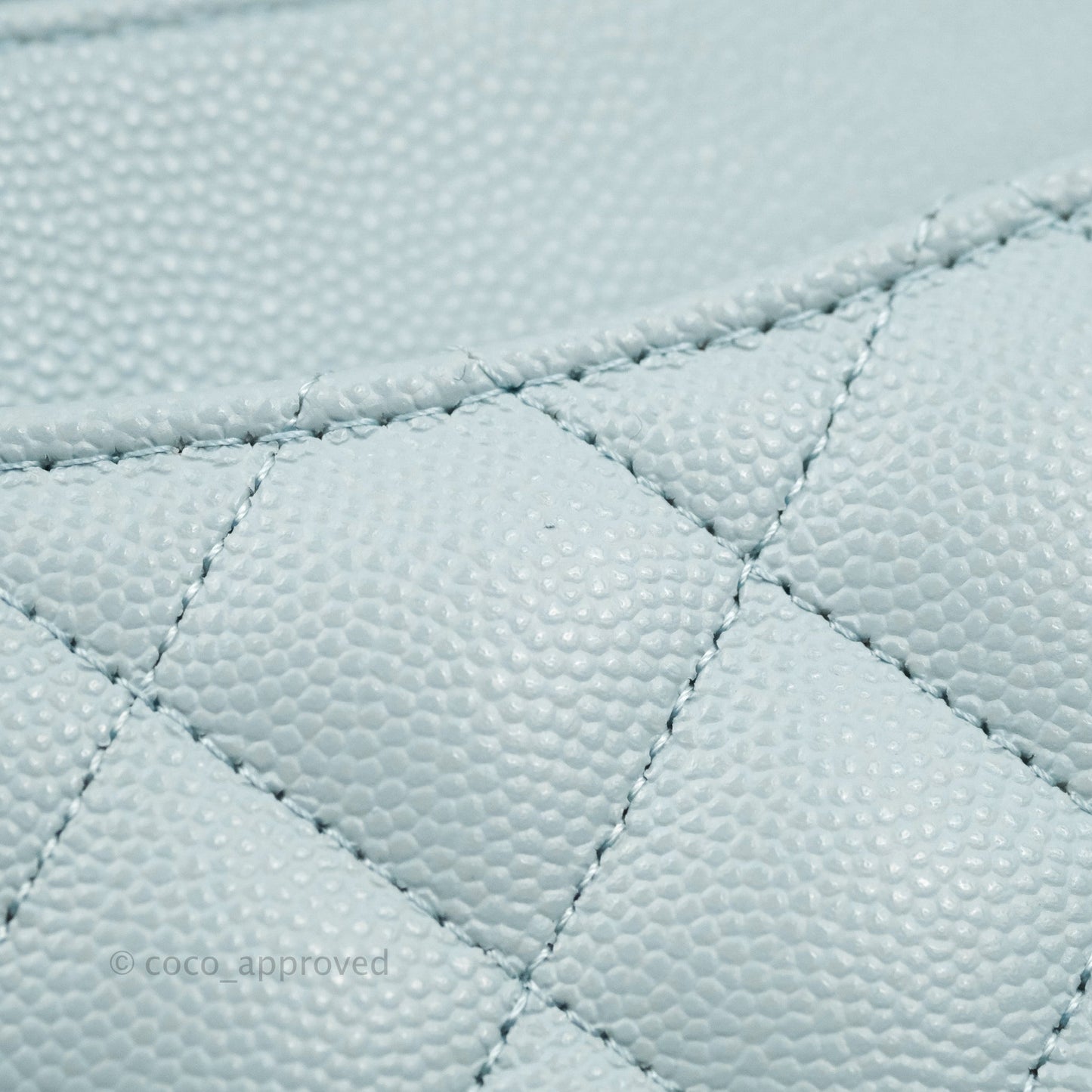 Chanel Small Classic Quilted Flap Light Blue Caviar Gold Hardware