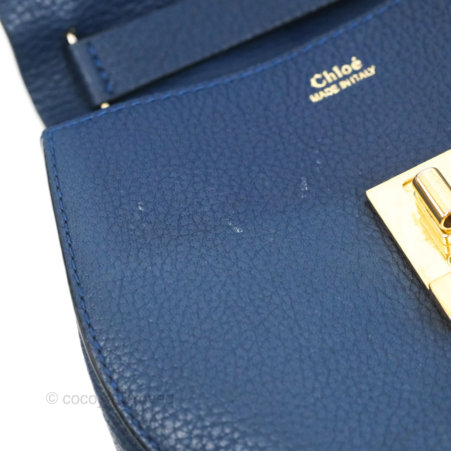 Chloe Mini Drew Crossbody Bag Navy Grained Leather