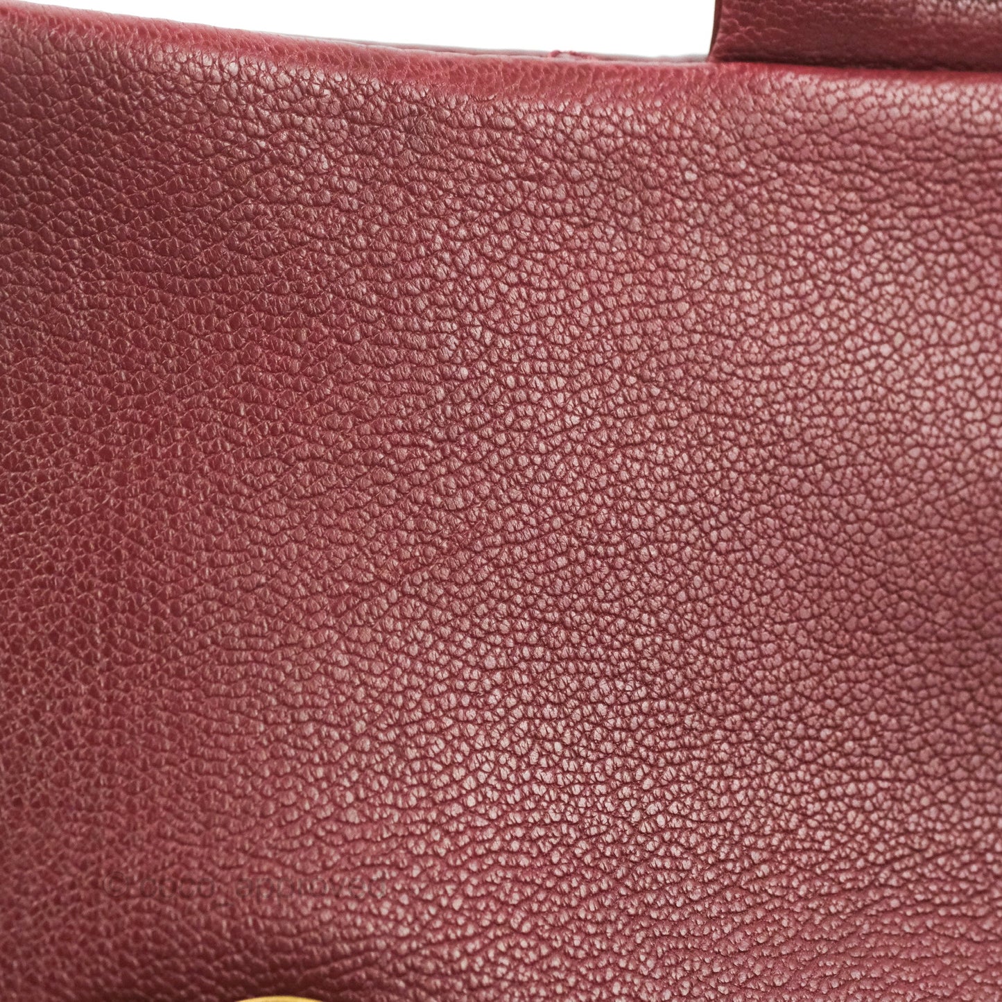 Chanel Quilted CC Eyelet Flap Burgundy Patent Goatskin Antique Gold Hardware