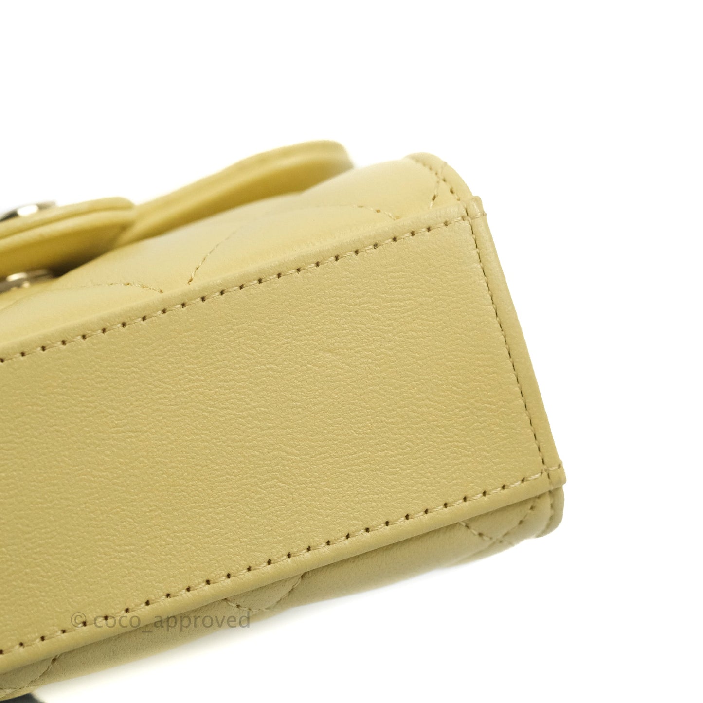 Chanel Mini Handle Clutch With Chain Yellow Lambskin Gold Hardware