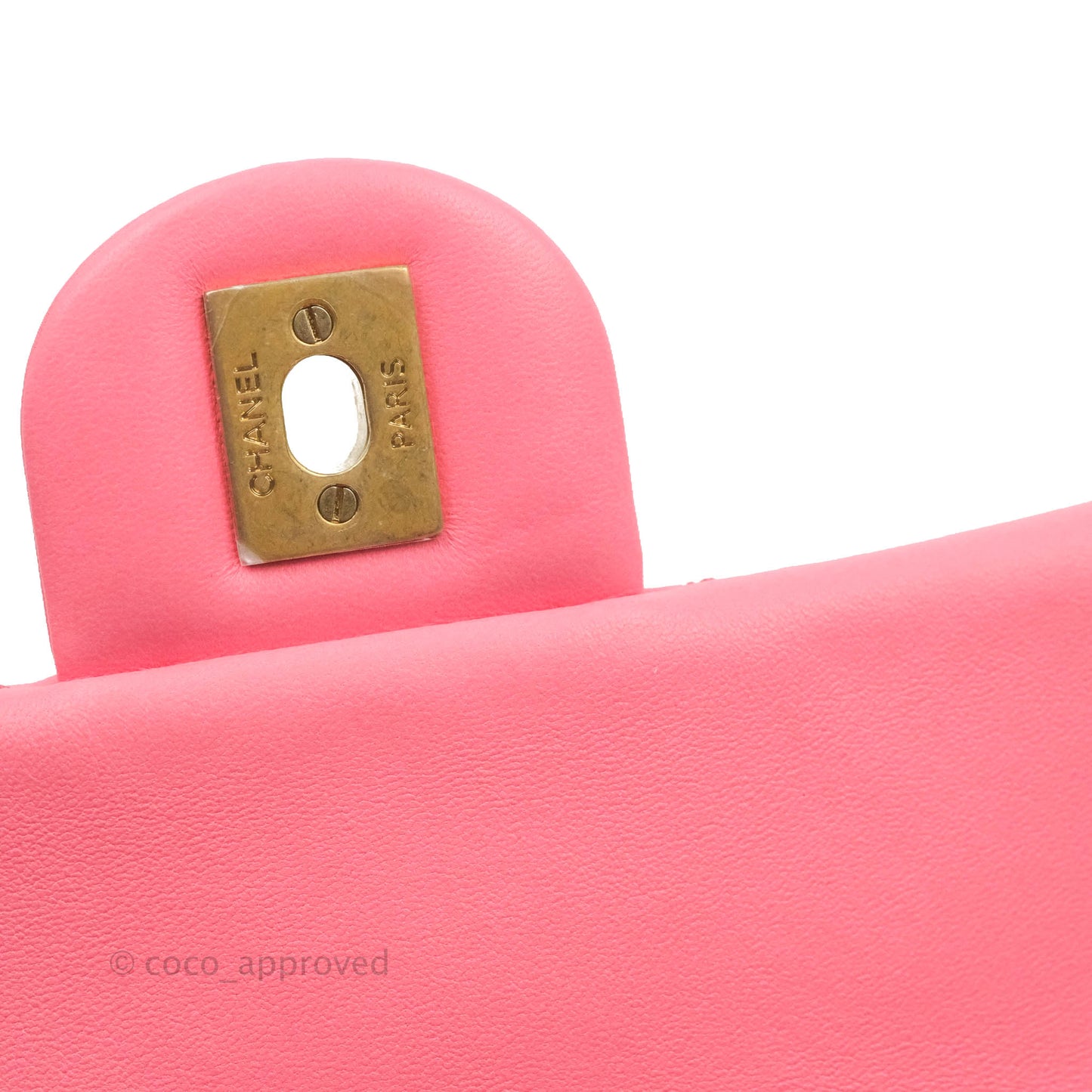 Chanel Mini Rectangular Pearl Crush Quilted Pink Lambskin Aged Gold Hardware