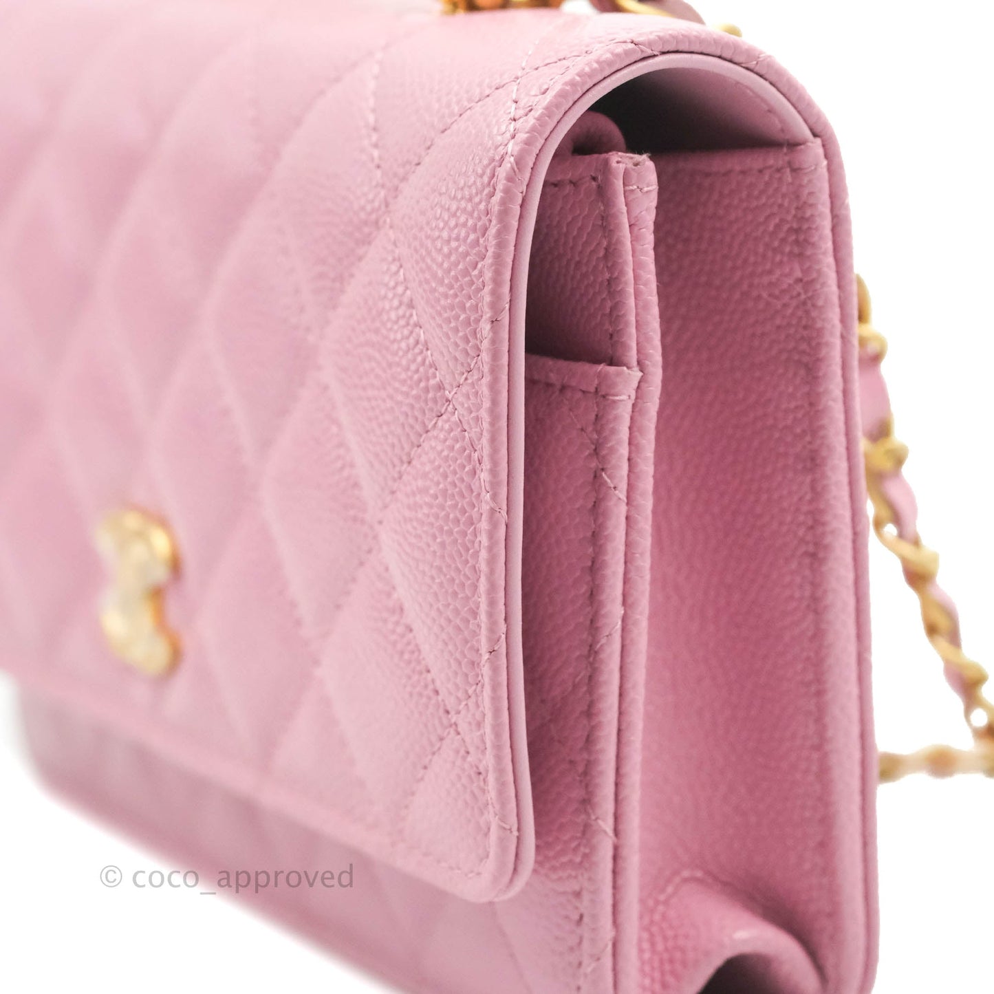 Chanel Top Handle Wallet On Chain WOC Pink Caviar Gold Hardware 22S