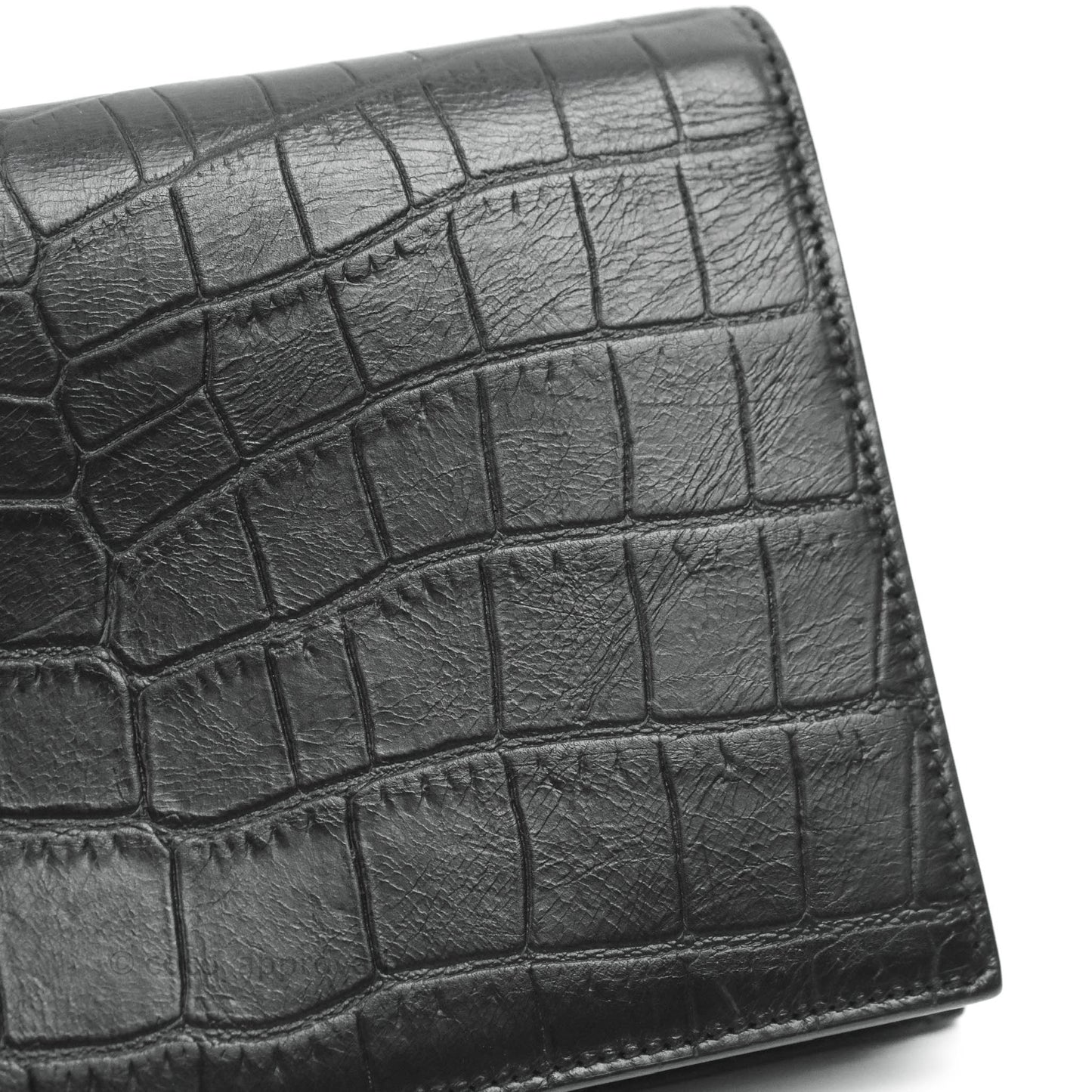 Saint Laurent Wallet on Chain So Black Crocodile-embossed Leather