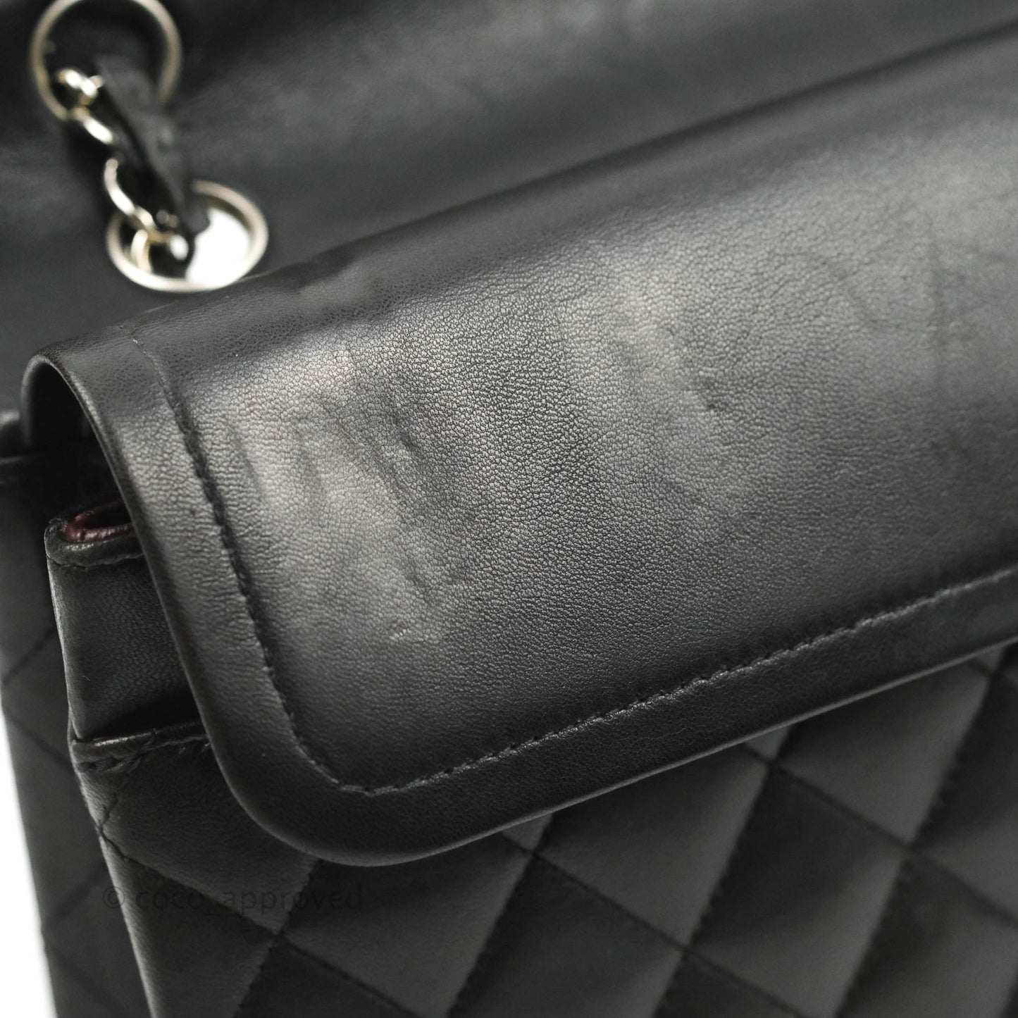 Chanel Medium Classic Quilted Flap Black Lambskin Silver Hardware
