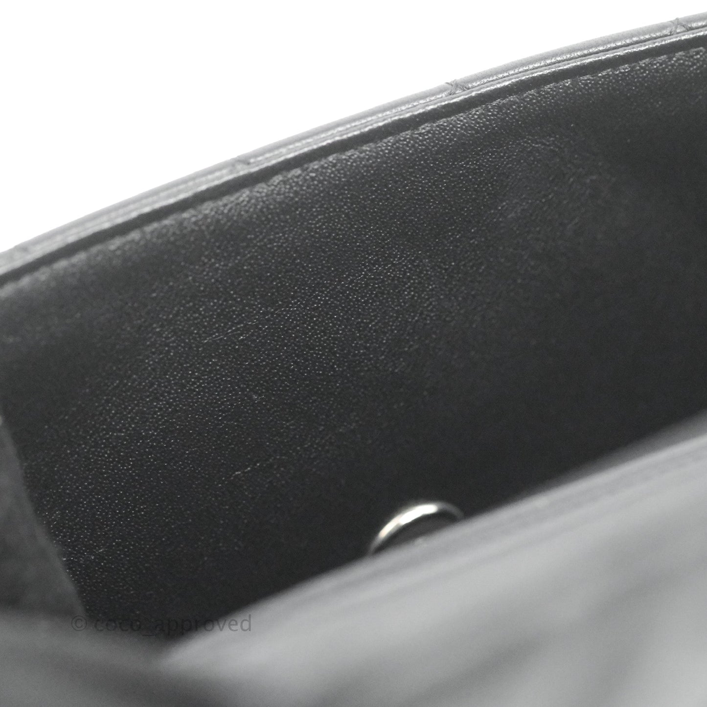 Chanel Quilted Mini Rectangular Flap Black Lambskin Silver Hardware
