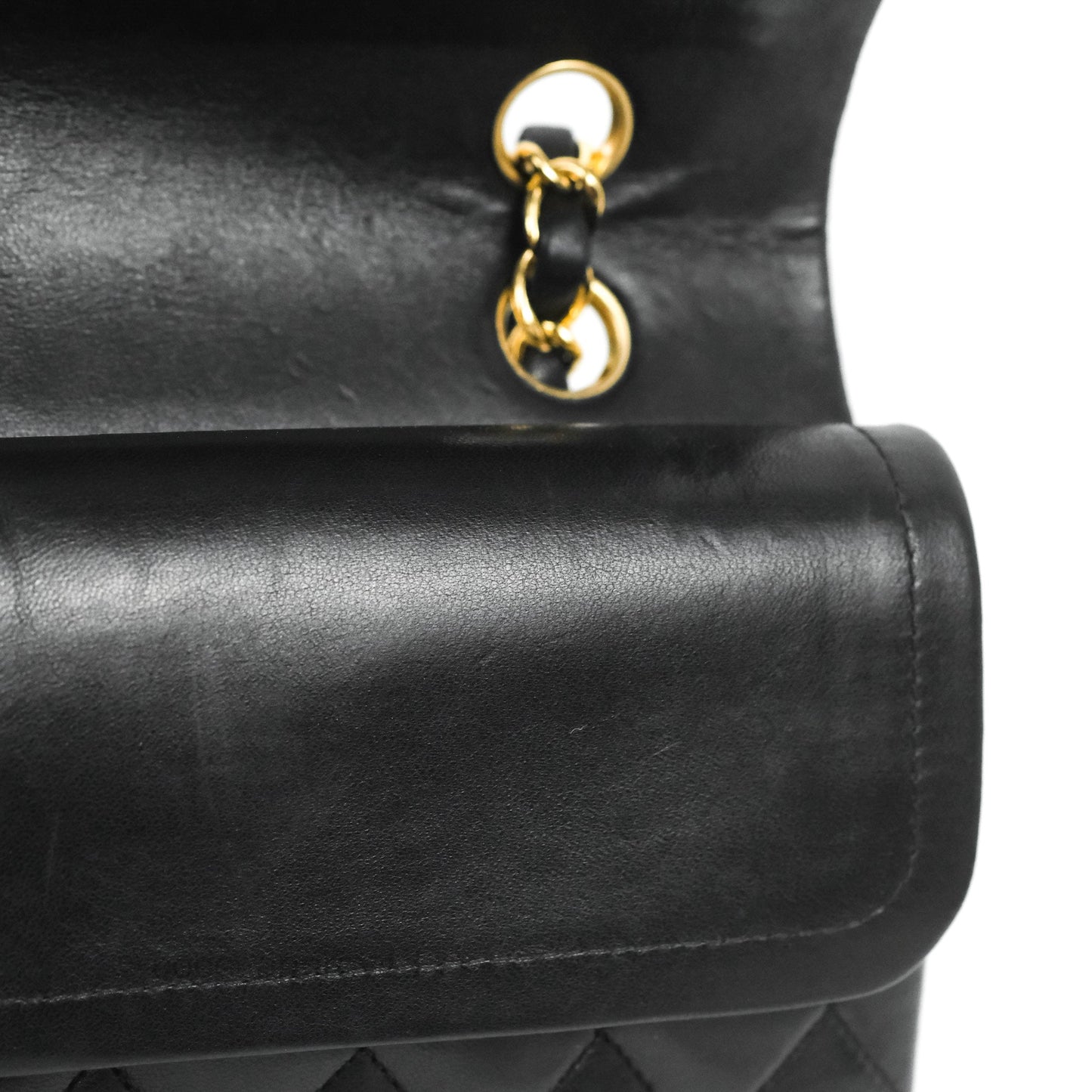 Chanel Classic M/L Medium Flap Quilted Black Lambskin Gold Hardware