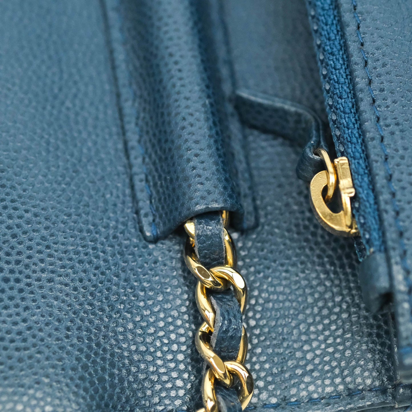 Chanel Quilted Wallet on Chain WOC Dark Blue Caviar Gold Hardware