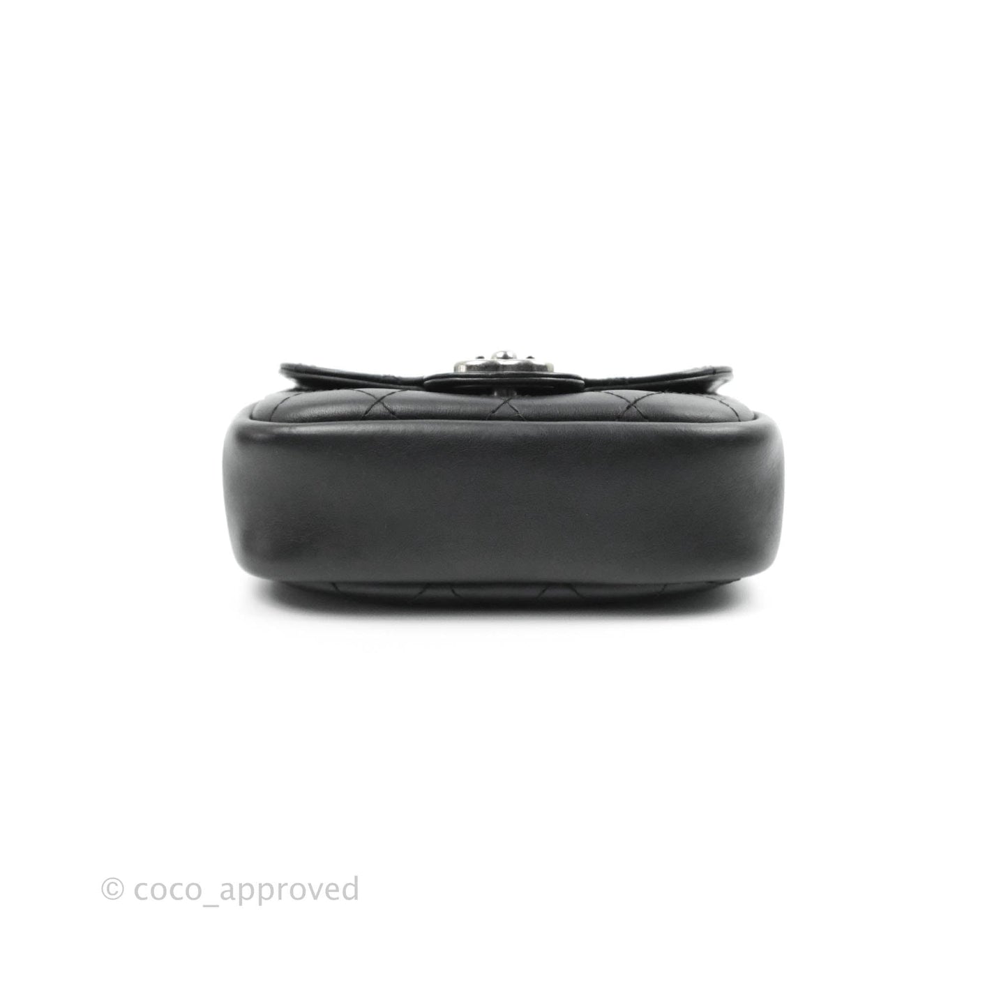 Chanel Flat Quilted Small Messenger Bag Black Calfskin Ruthenium Hardware