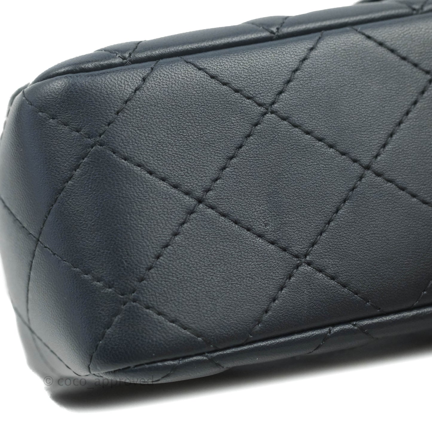 Chanel Quilted Mini Rectangular Flap Navy Lambskin Gold Hardware