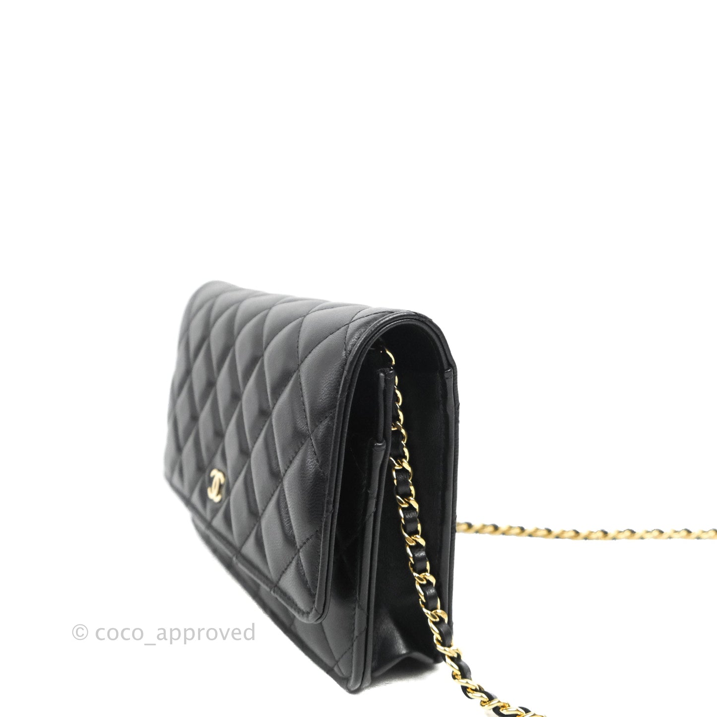 Chanel Quilted Classic Wallet on Chain WOC Black Lambskin Gold Hardware
