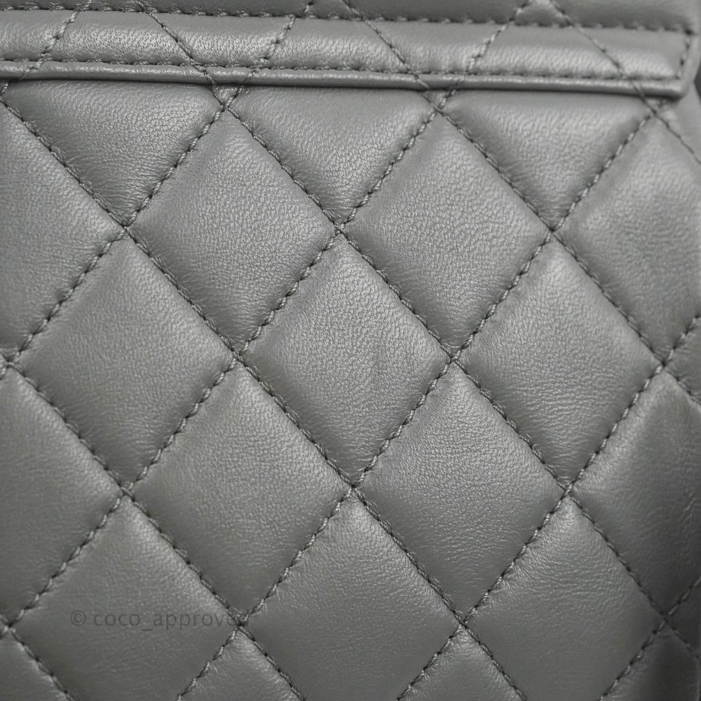 Chanel Quilted Small Duma Drawstring Backpack Grey Lambskin Gold Hardware 22A
