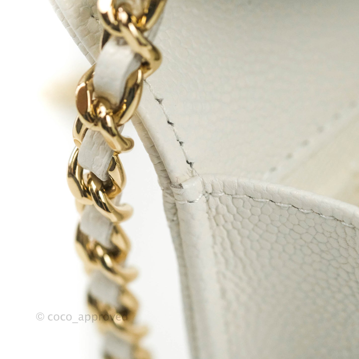 Chanel Business Affinity Clutch With Chain White Caviar Gold Hardware