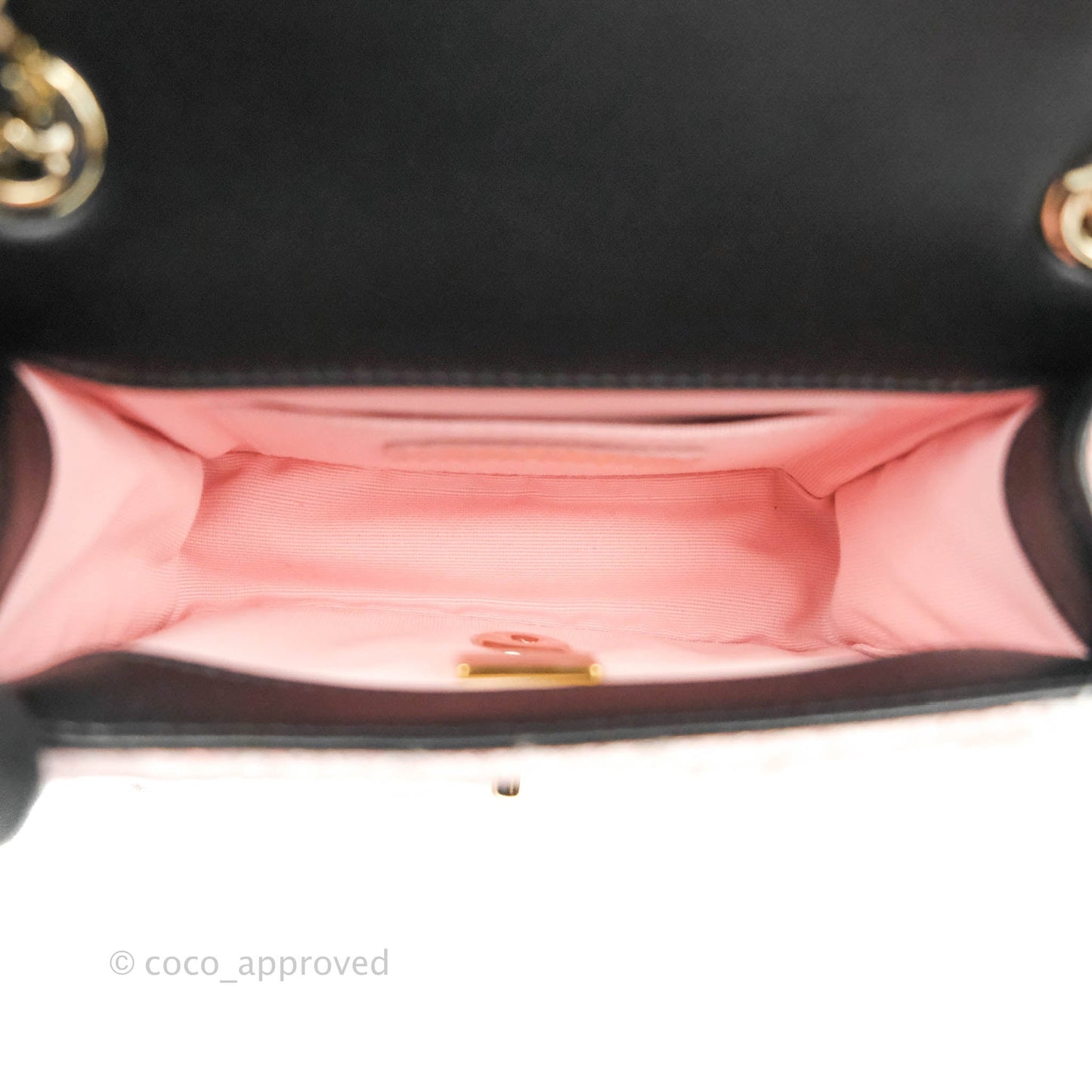 Chanel Mini My Own Frame Flap Pink White Tweed Braided Calfskin 22S