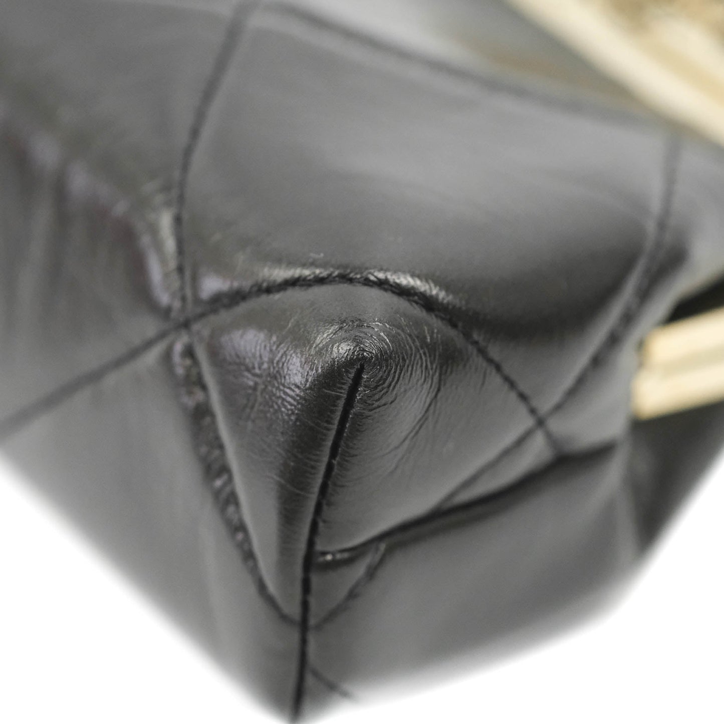 Chanel Kisslock Clutch with Chain Black Shiny Aged Lambskin Gold Hardware