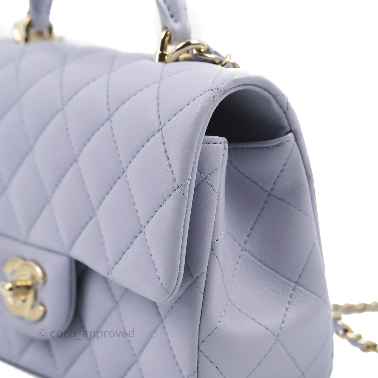 Chanel Top Handle Mini Rectangular Flap Bag Lilac Lambskin Gold Hardware