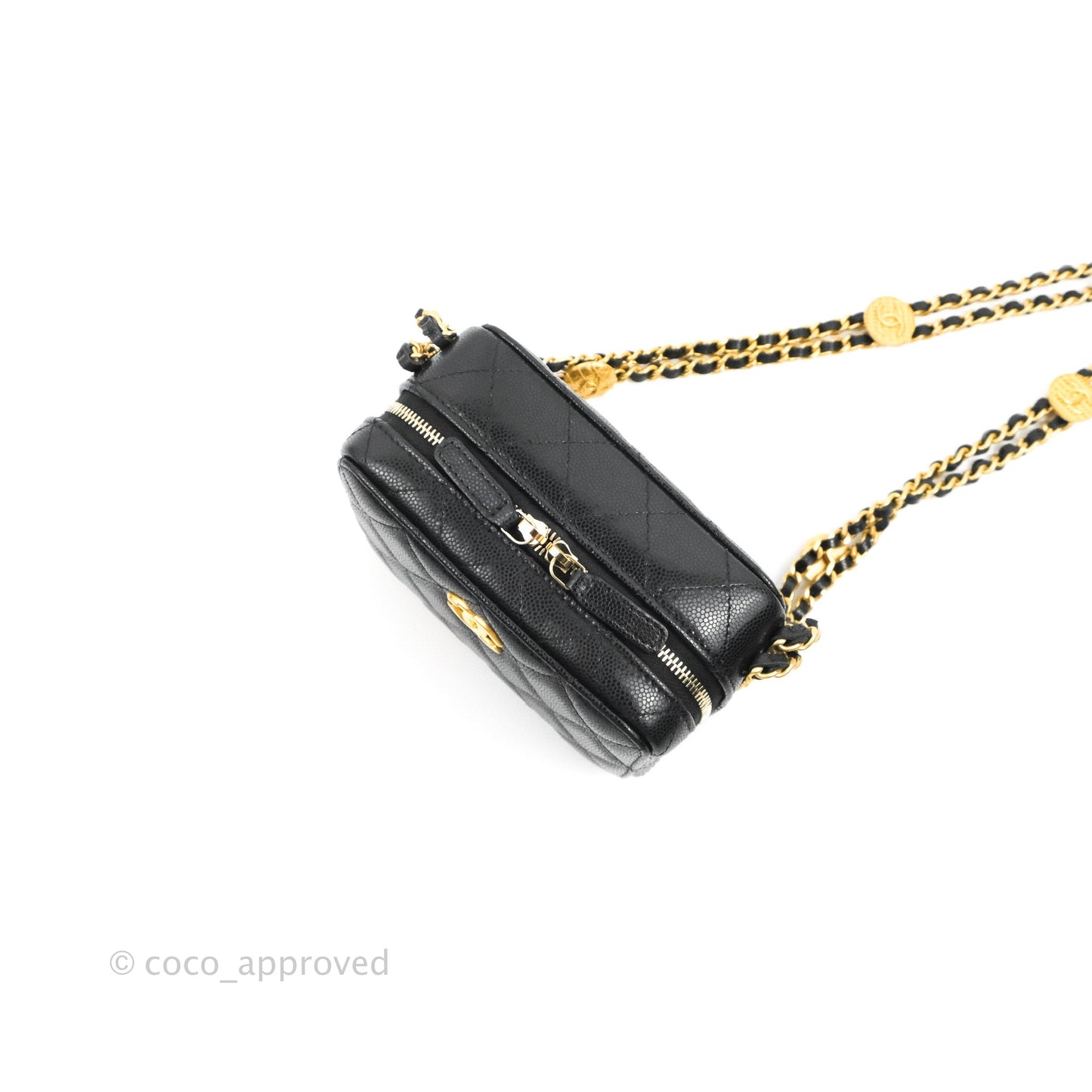 Chanel Quilted Twist Your Buttons Camera Black Caviar Gold Hardware