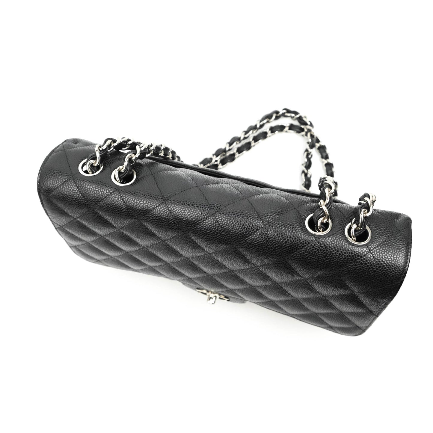 Chanel Jumbo Single Flap Black Caviar Silver Hardware