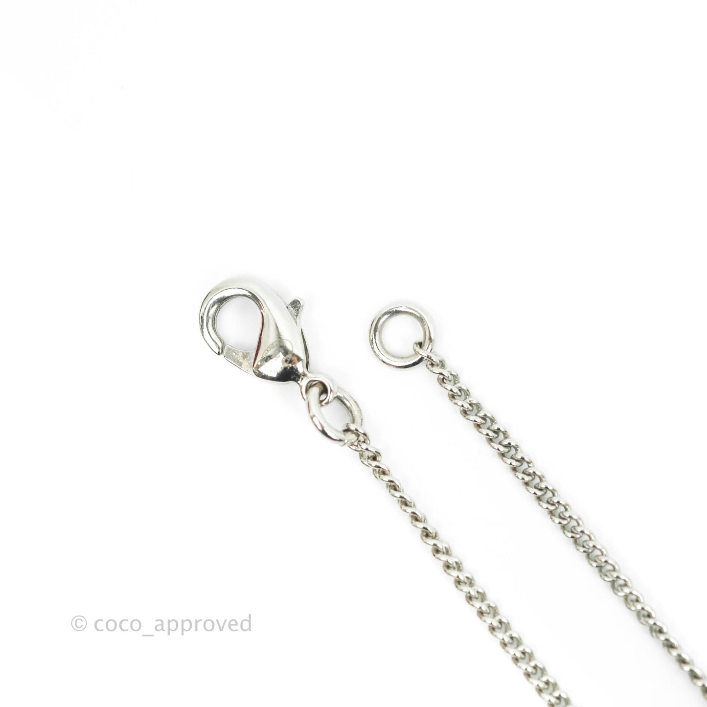 Chanel Ribbon Crystal Drop CC Necklace Silver Tone 18P