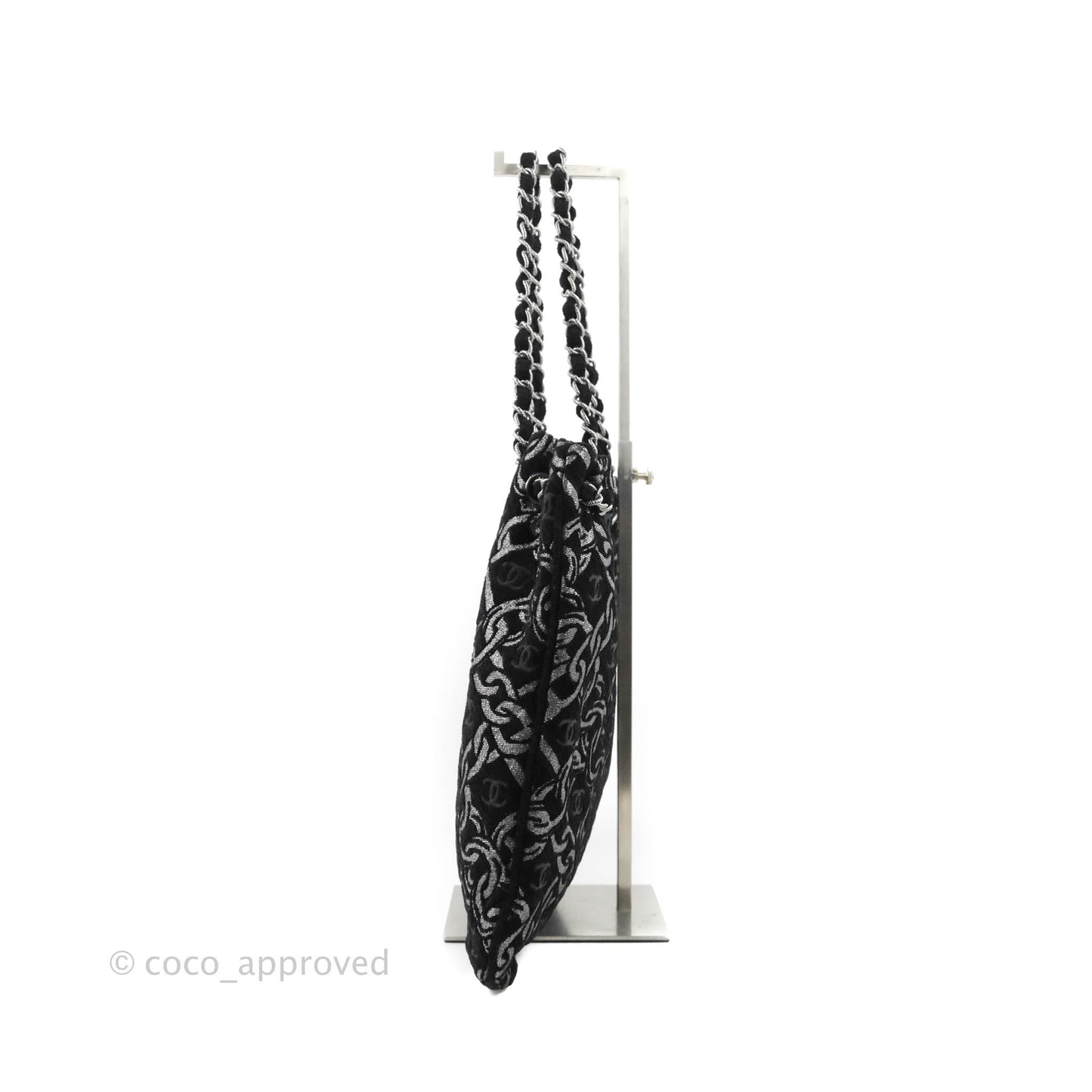 Chanel CC Chain Print Tote Bag Black/Silver Fabric Gun Metal