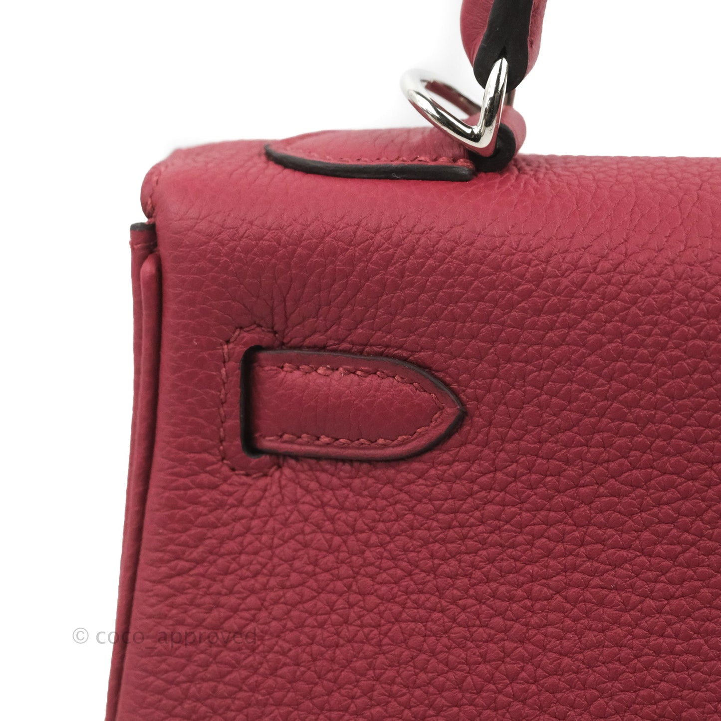 DM/email us to purchase - Hermes Kelly Retourne 25 Togo Rouge Grenat K1 Palladium Hardware