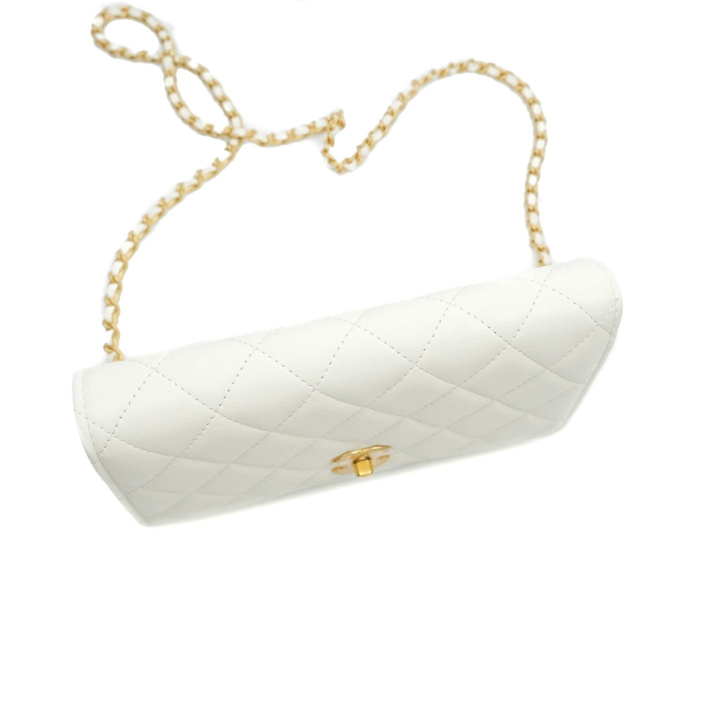 Chanel Quilted Pearl Crush Wallet on Chain WOC White Lambskin Aged Gold Hardware