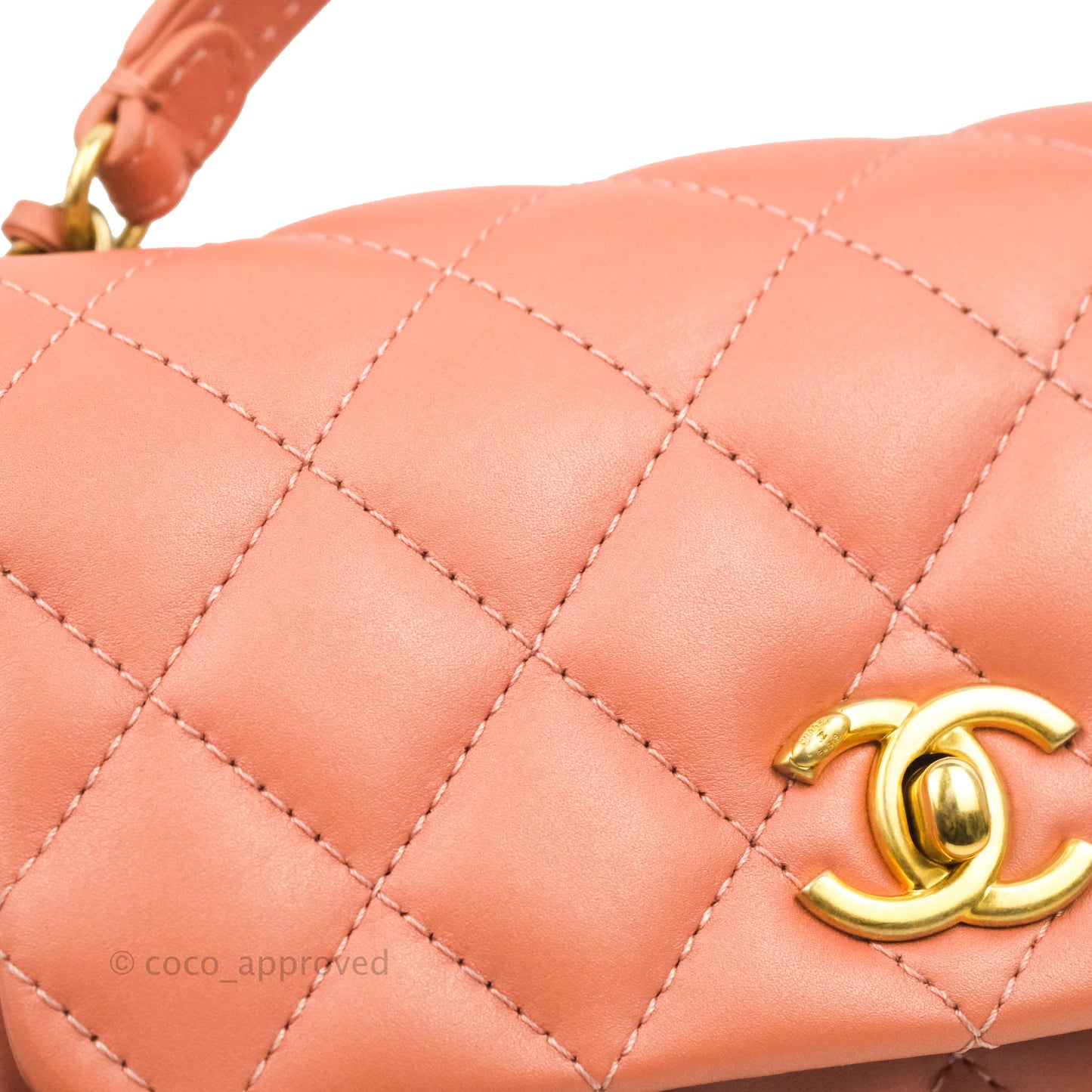 Chanel Mini Flap Bag With Top Handle Pink Lambskin Gold Hardware 20C